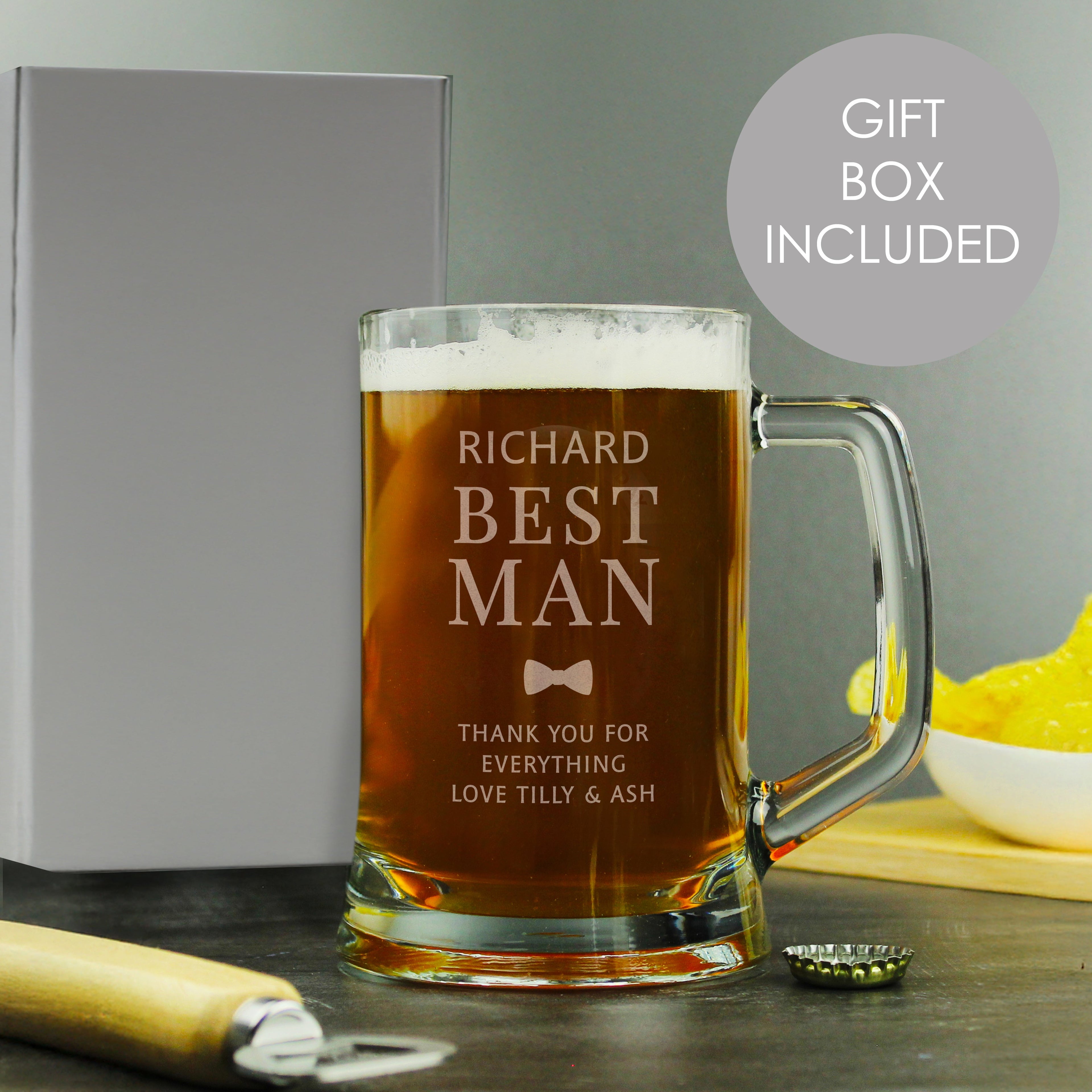 Glasses & Barware Personalised Best Man Pint Stern Tankard