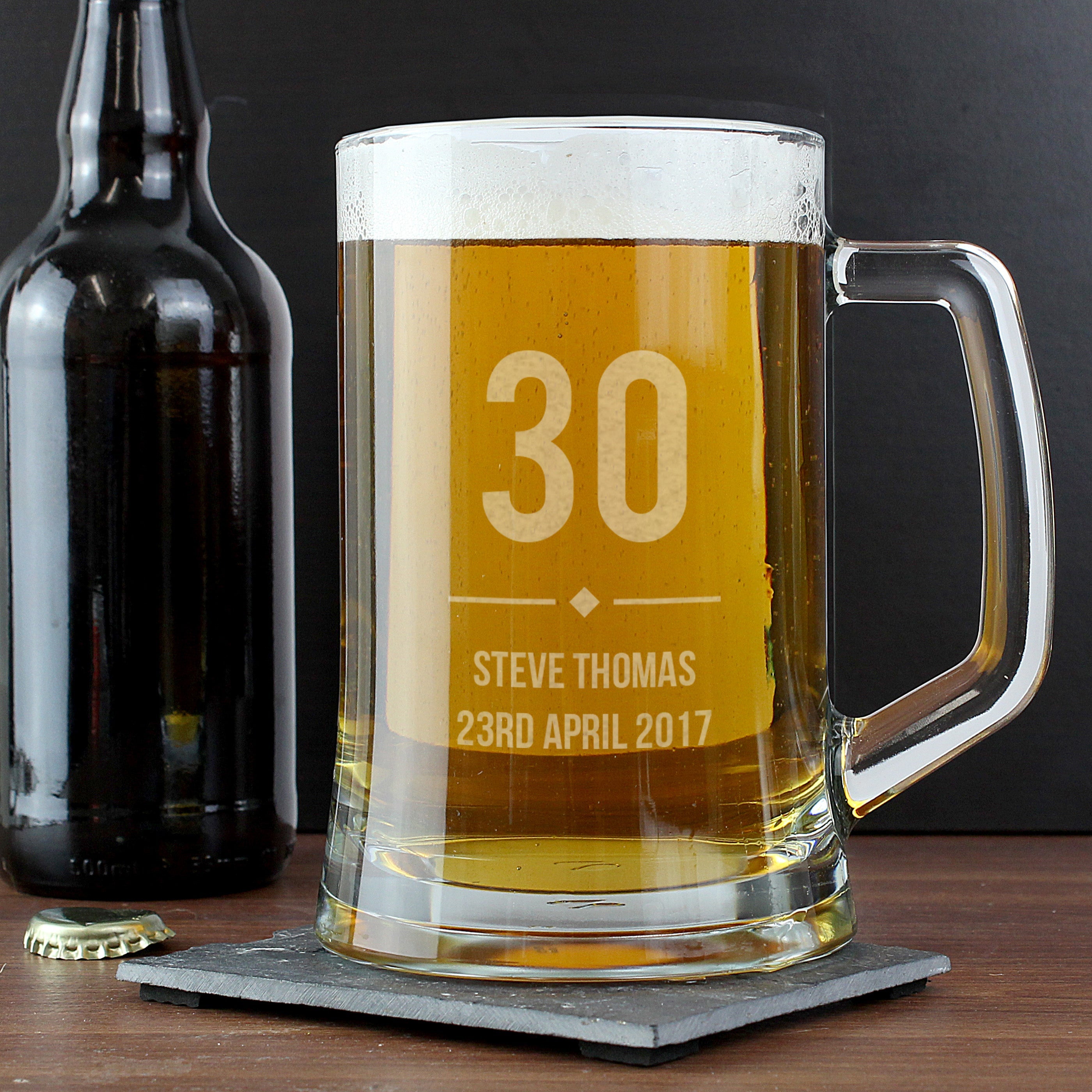 Glasses & Barware Personalised Big Age Glass Pint Stern Tankard
