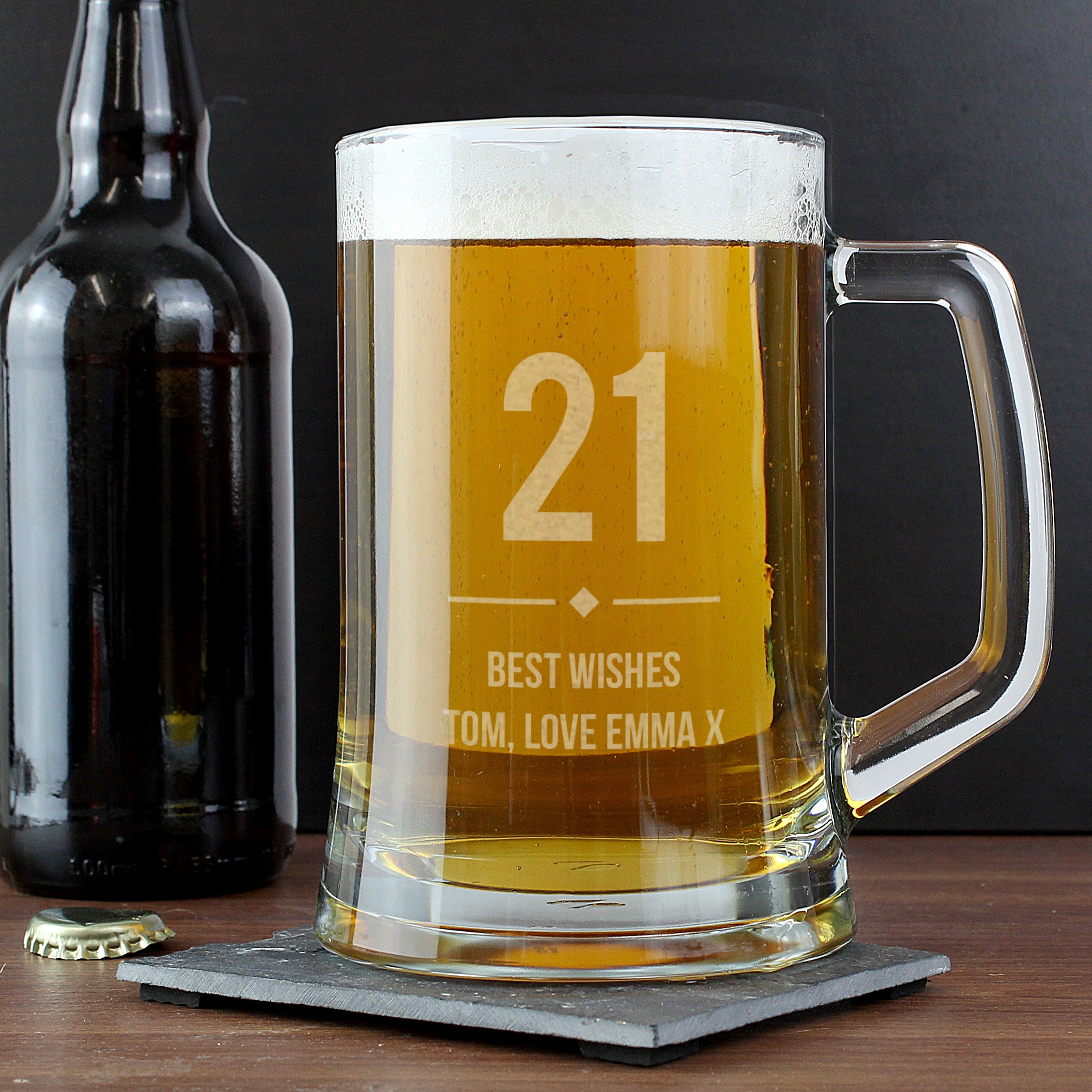 Glasses & Barware Personalised Big Age Glass Pint Stern Tankard