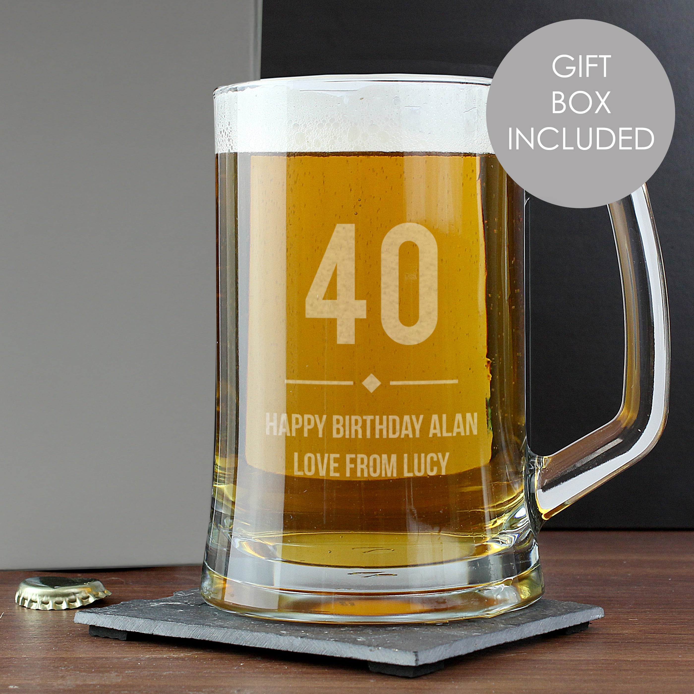 Glasses & Barware Personalised Big Age Glass Pint Stern Tankard