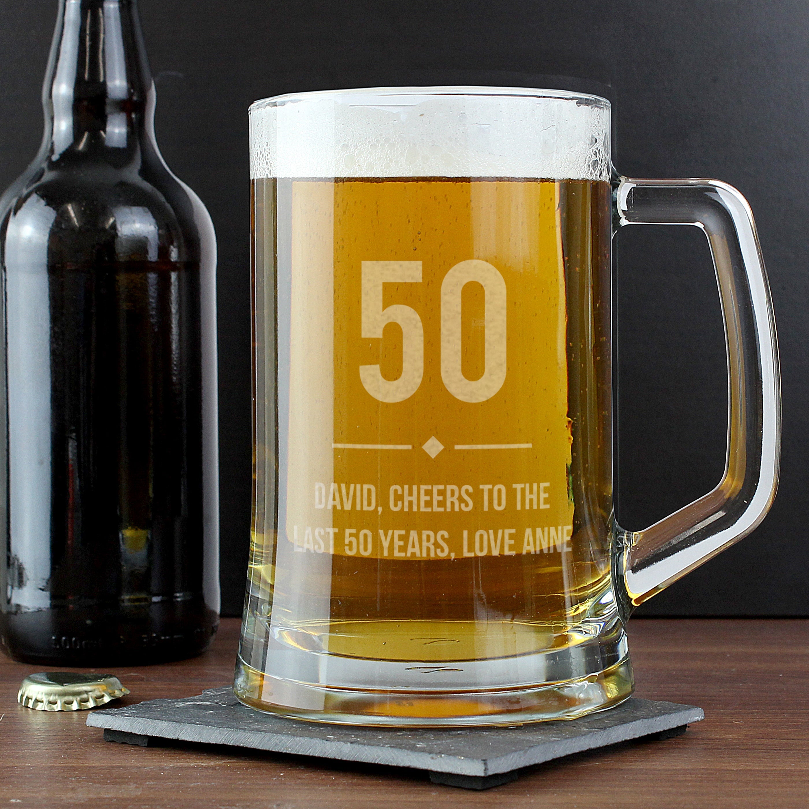 Glasses & Barware Personalised Big Age Glass Pint Stern Tankard