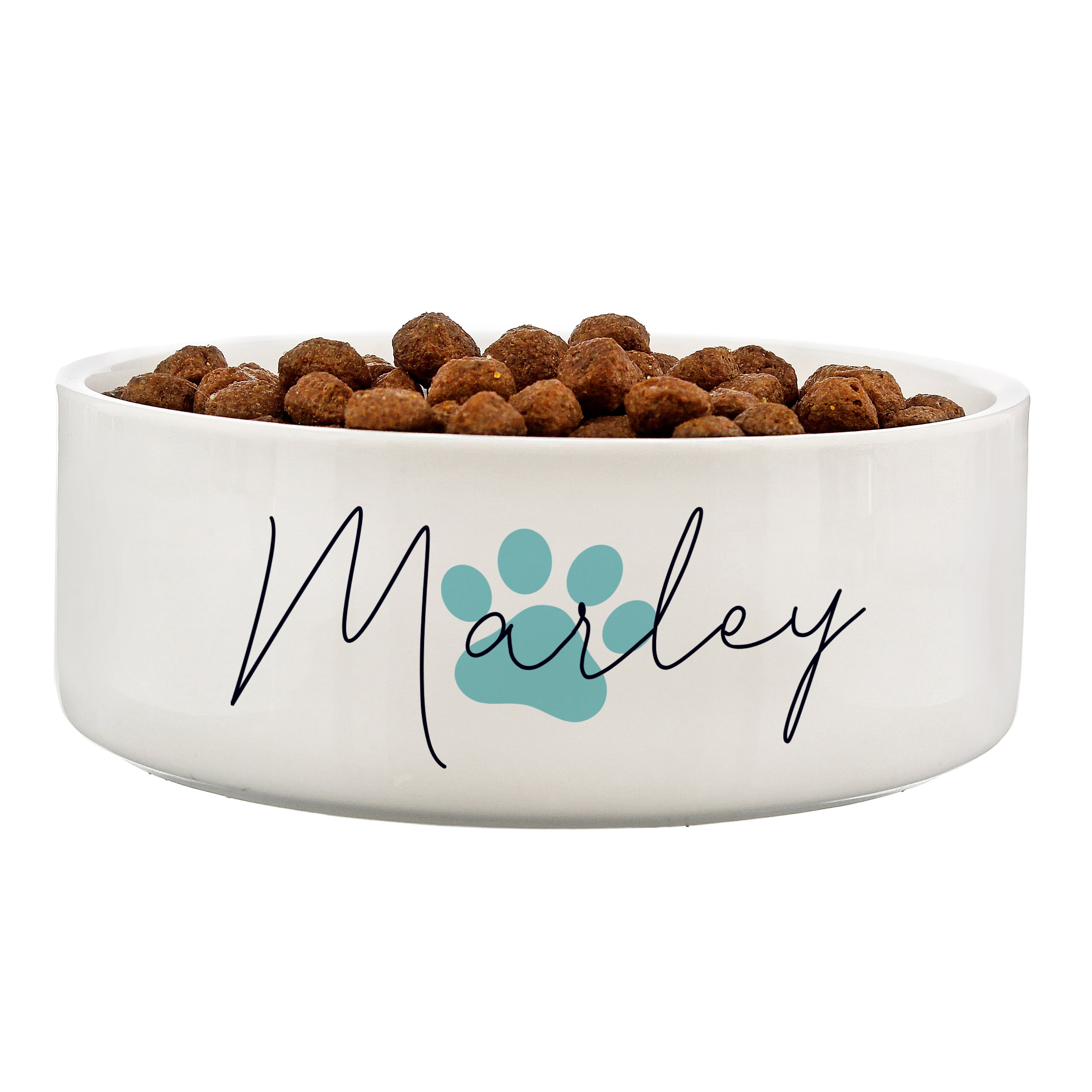 Pet Gifts Personalised Blue Paw Print Name 15cm Medium Pet Bowl