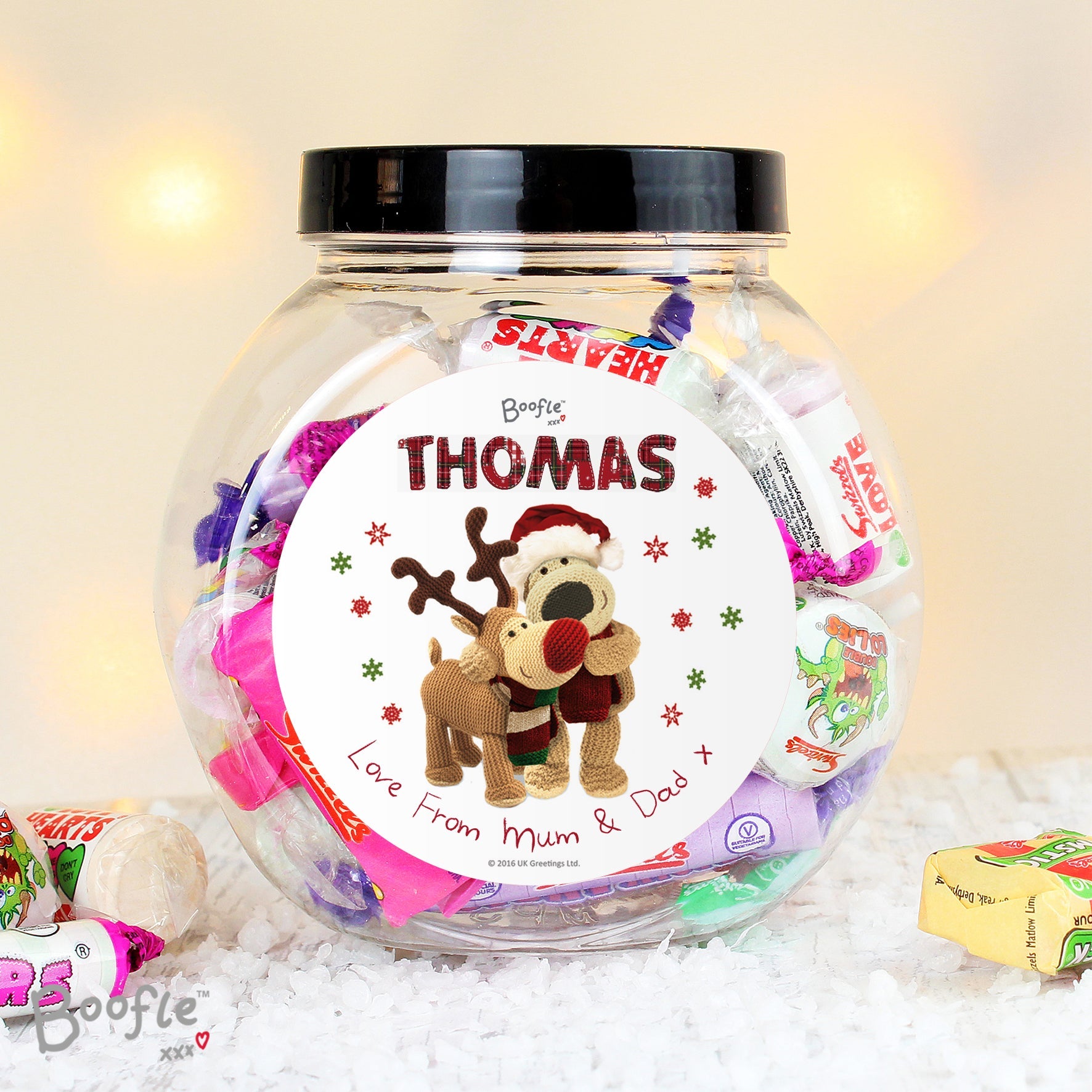 Confectionery Personalised Boofle Christmas Reindeer Sweet Jar