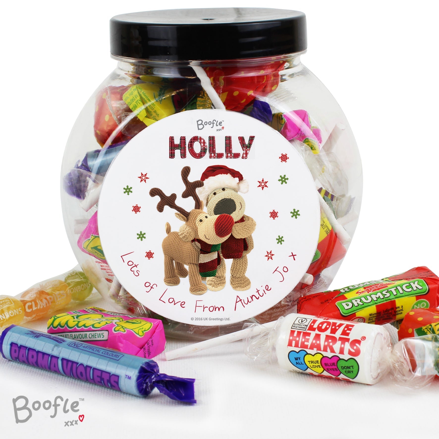 Confectionery Personalised Boofle Christmas Reindeer Sweet Jar