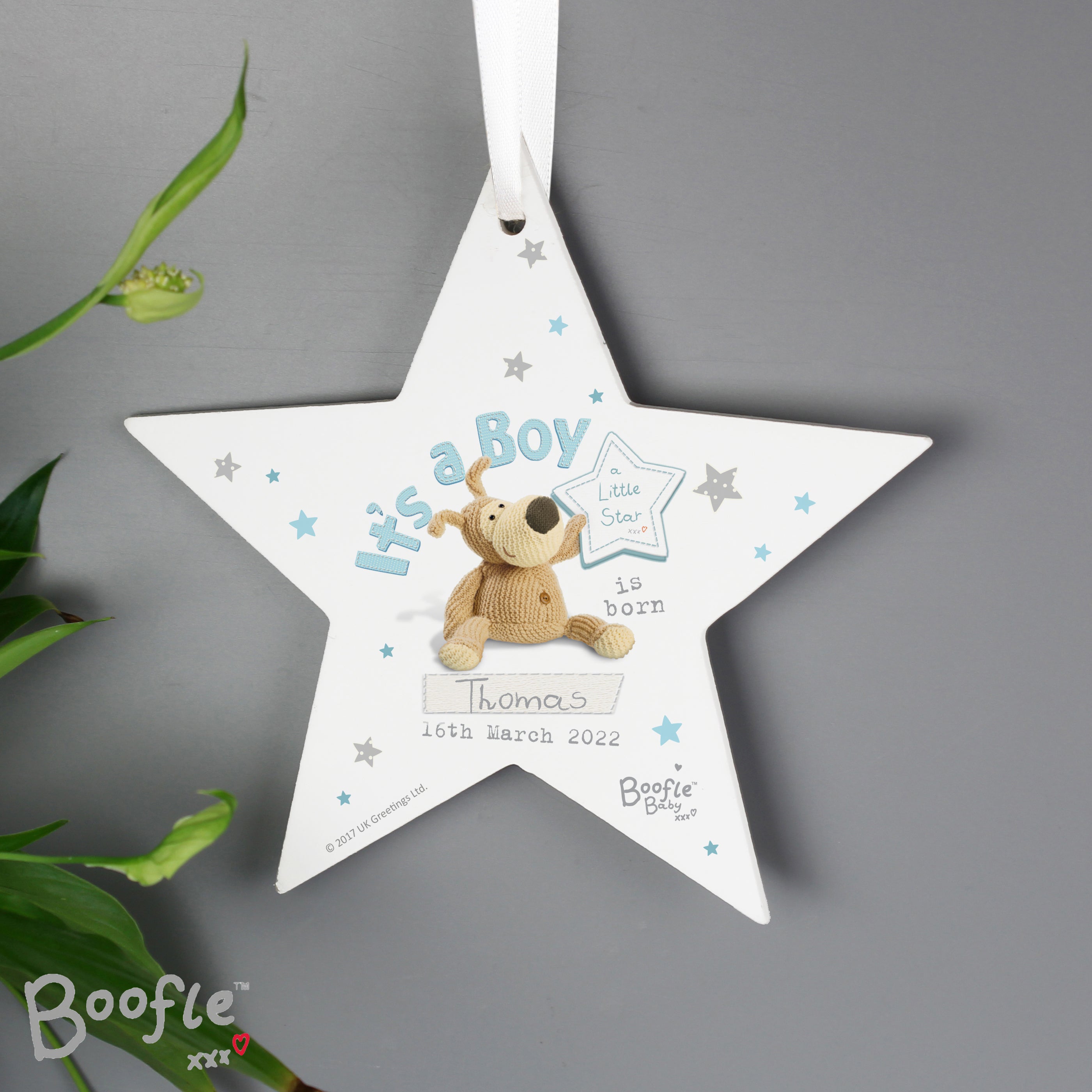 Hanging Decorations & Signs Personalised Boofle Its a Boy Wooden Star Decoration