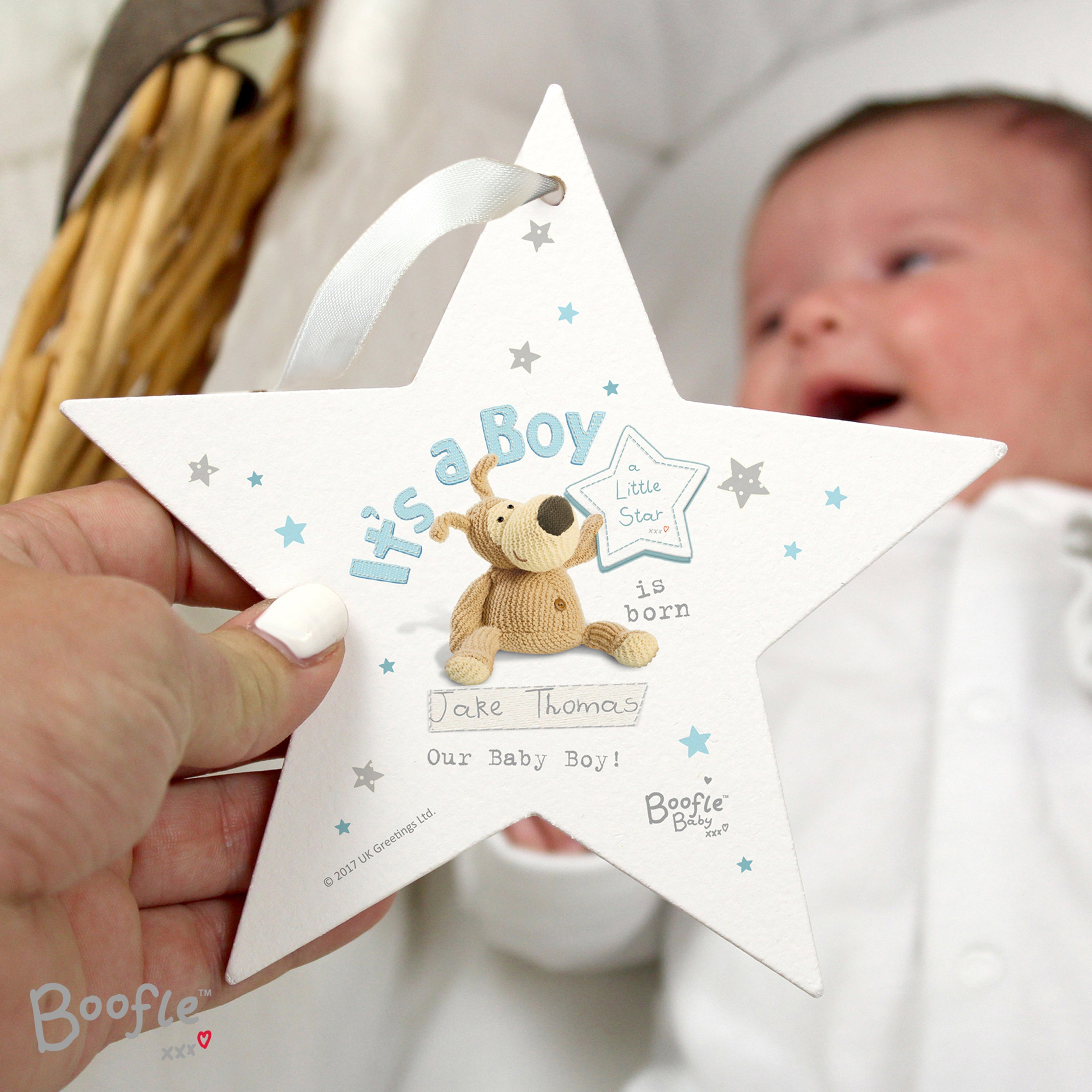 Hanging Decorations & Signs Personalised Boofle Its a Boy Wooden Star Decoration