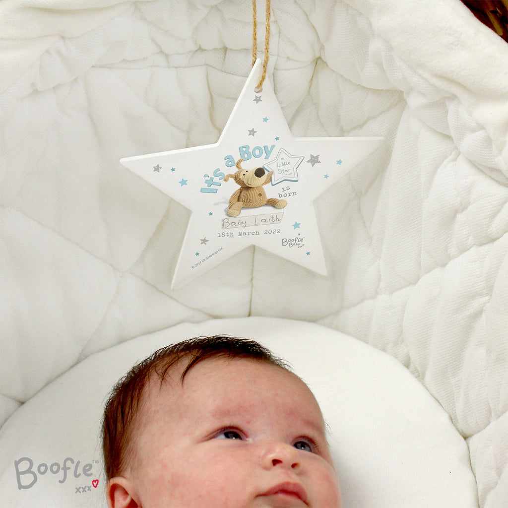 Hanging Decorations & Signs Personalised Boofle Its a Boy Wooden Star Decoration