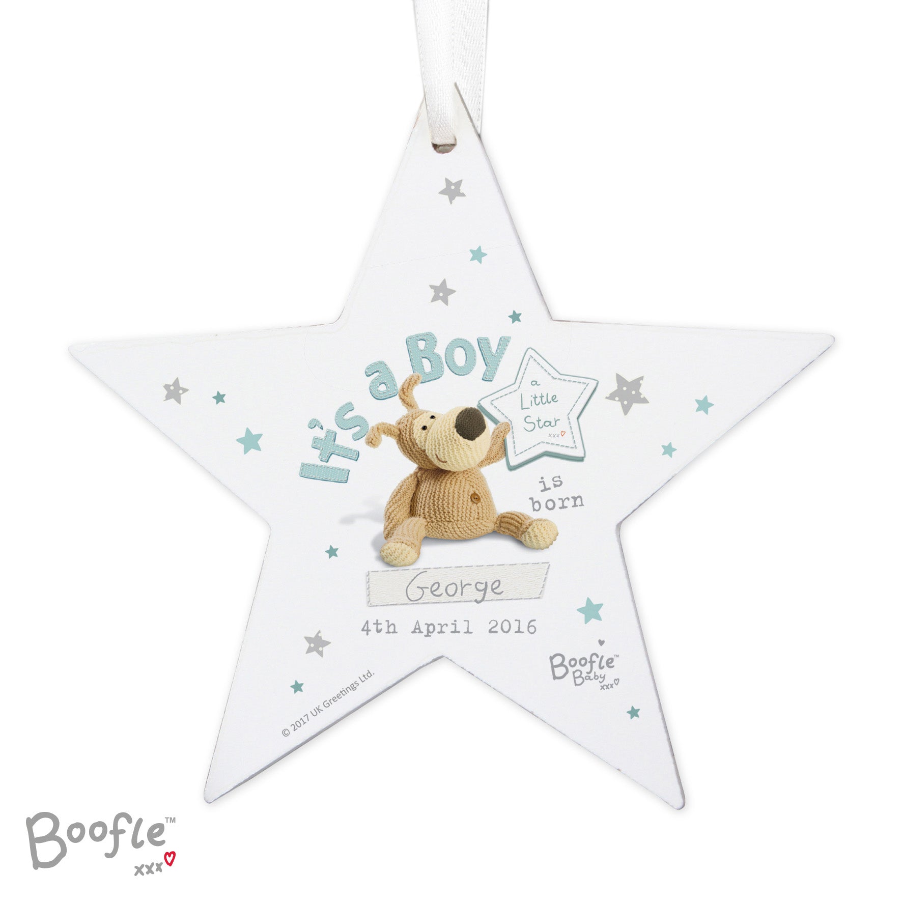 Hanging Decorations & Signs Personalised Boofle Its a Boy Wooden Star Decoration