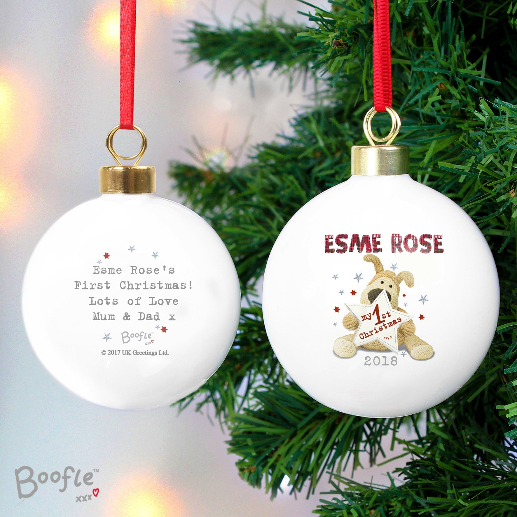 Christmas Decorations Personalised Boofle My 1st Christmas Bauble