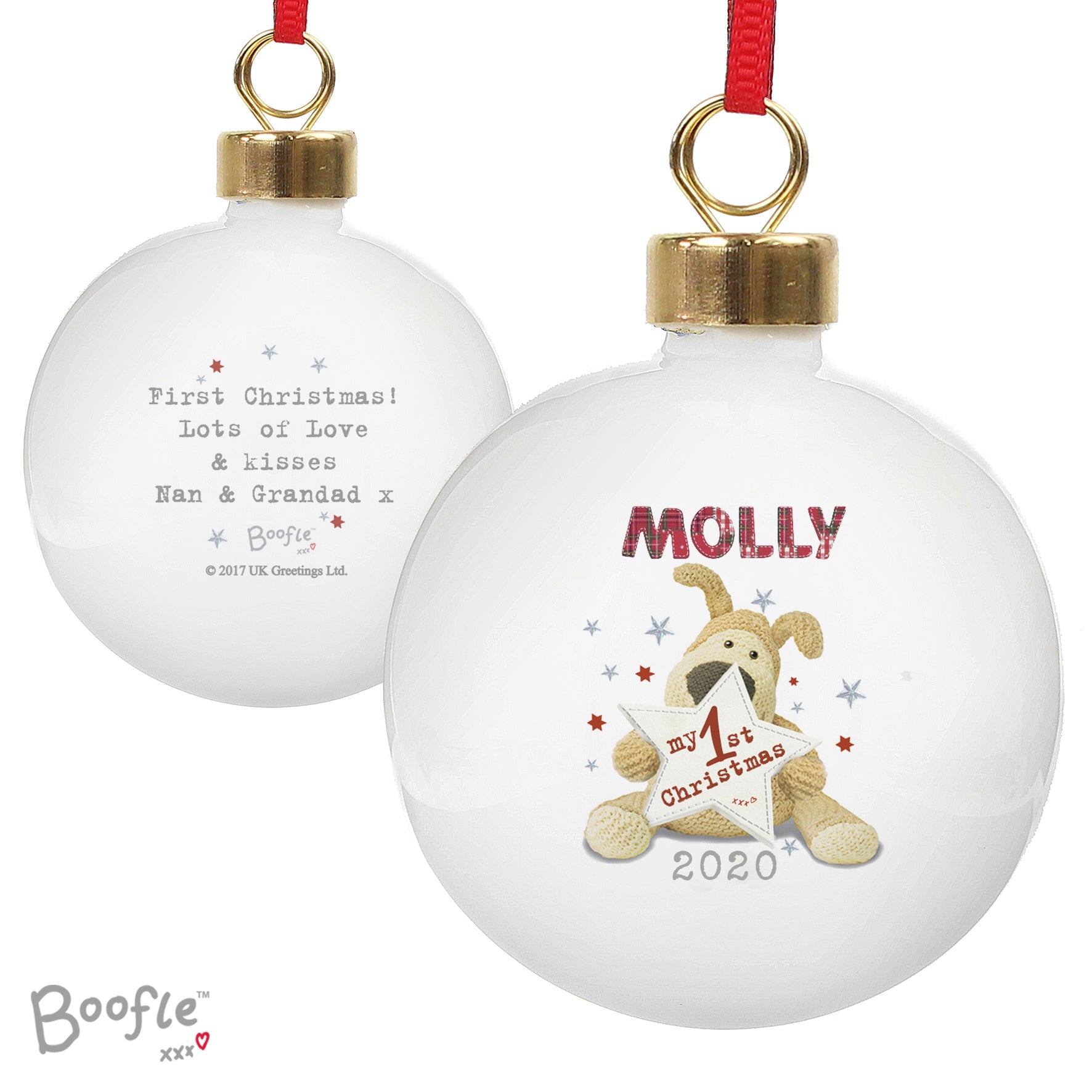 Christmas Decorations Personalised Boofle My 1st Christmas Bauble