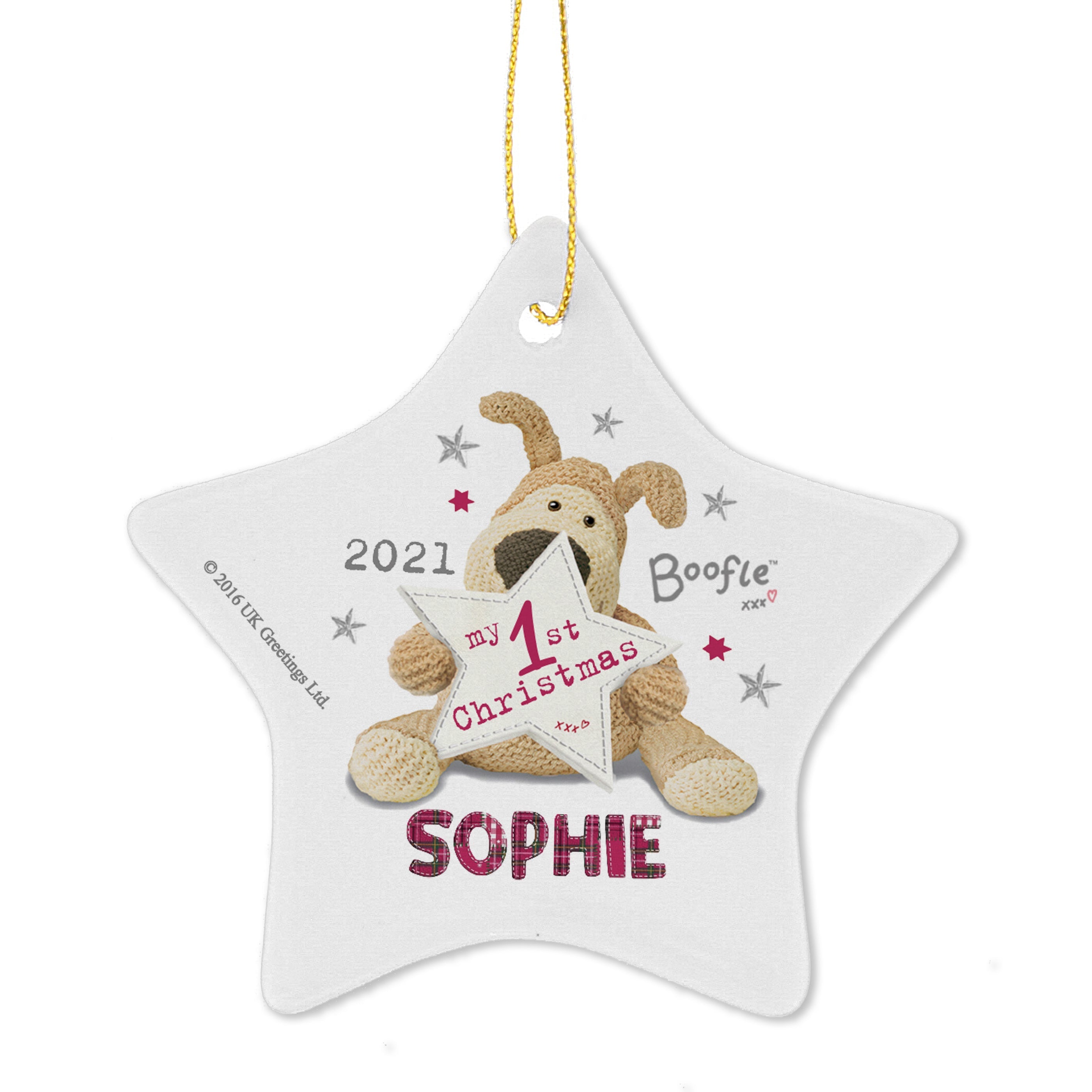 Christmas Decorations Personalised Boofle My 1st Christmas Ceramic Star Decoration