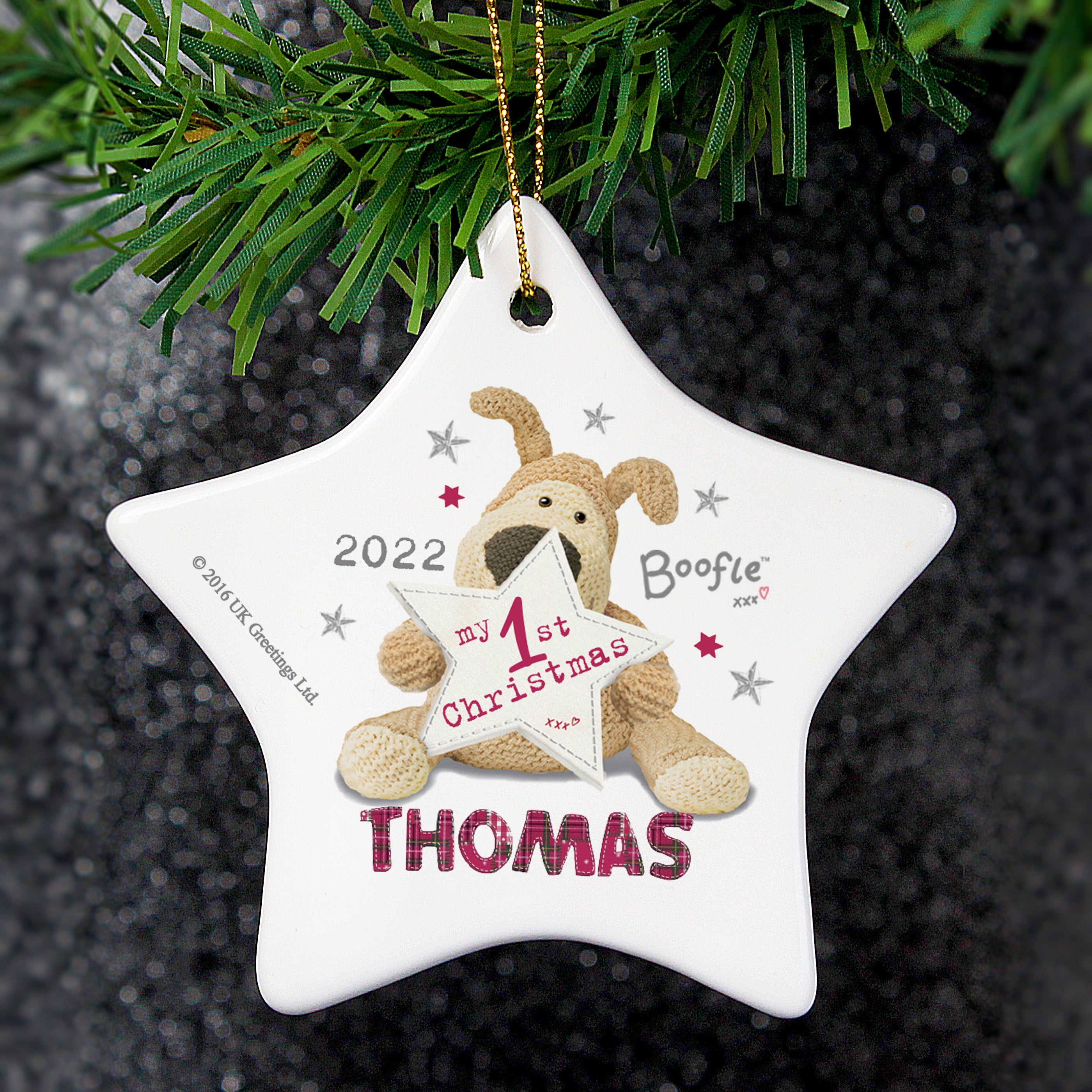Christmas Decorations Personalised Boofle My 1st Christmas Ceramic Star Decoration