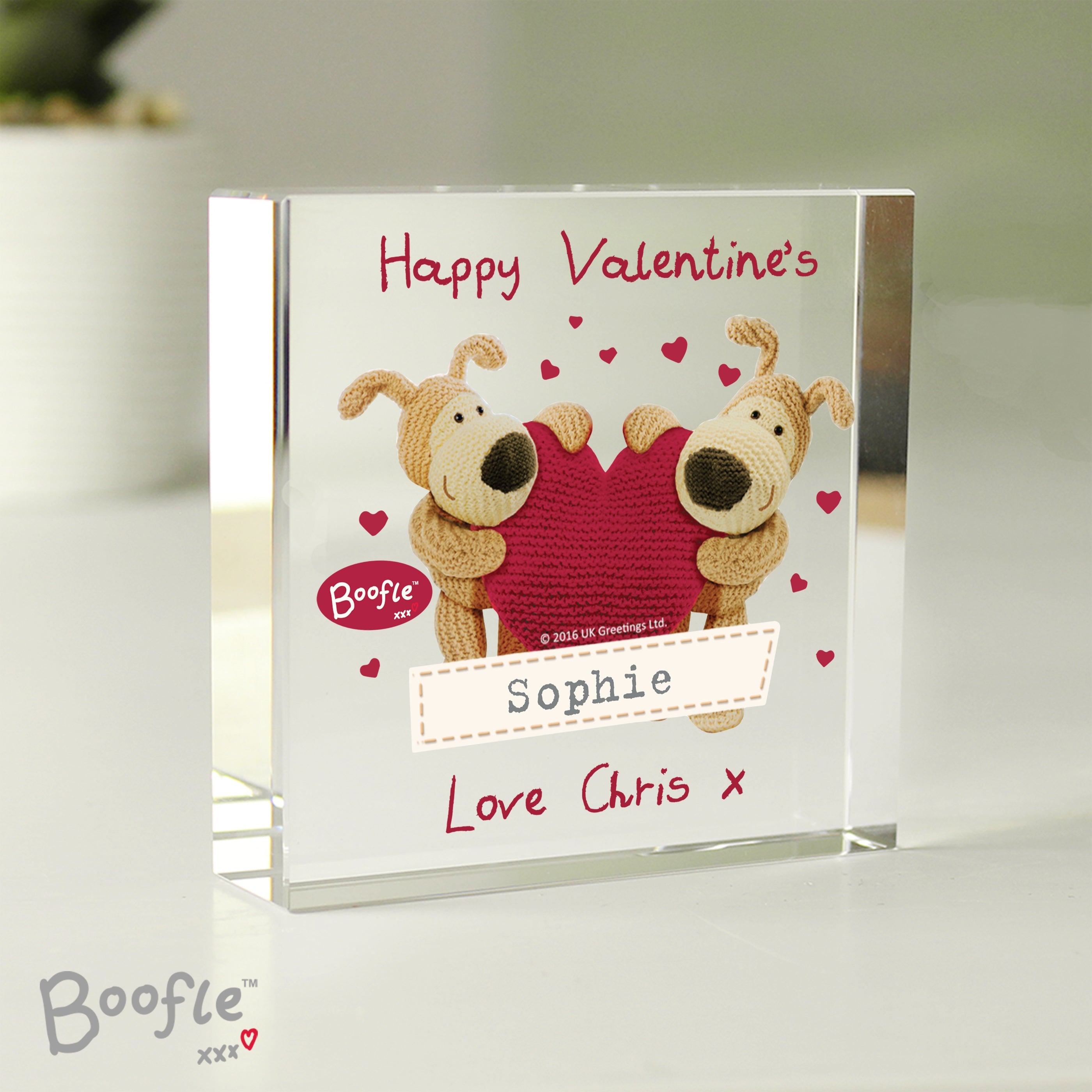 Ornaments Personalised Boofle Shared Heart Crystal Token