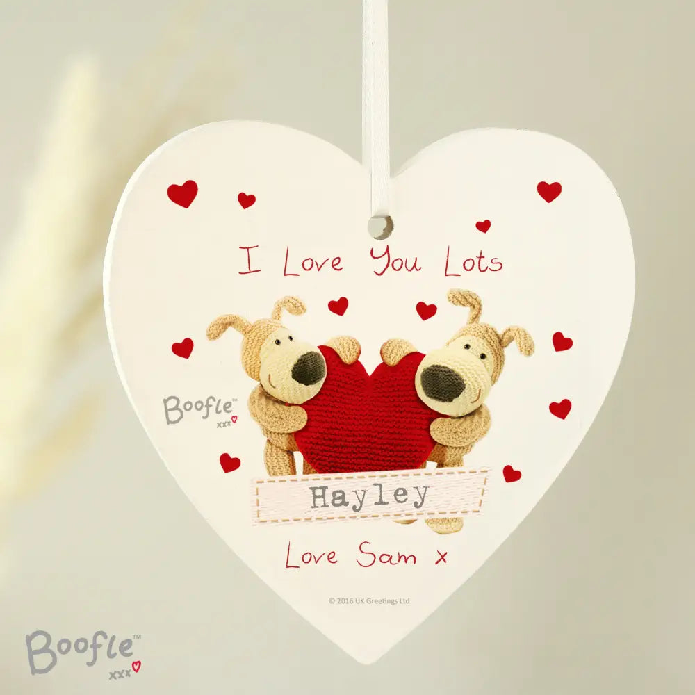 Hanging Decorations & Signs Personalised Boofle Shared Heart Wooden Heart Decoration