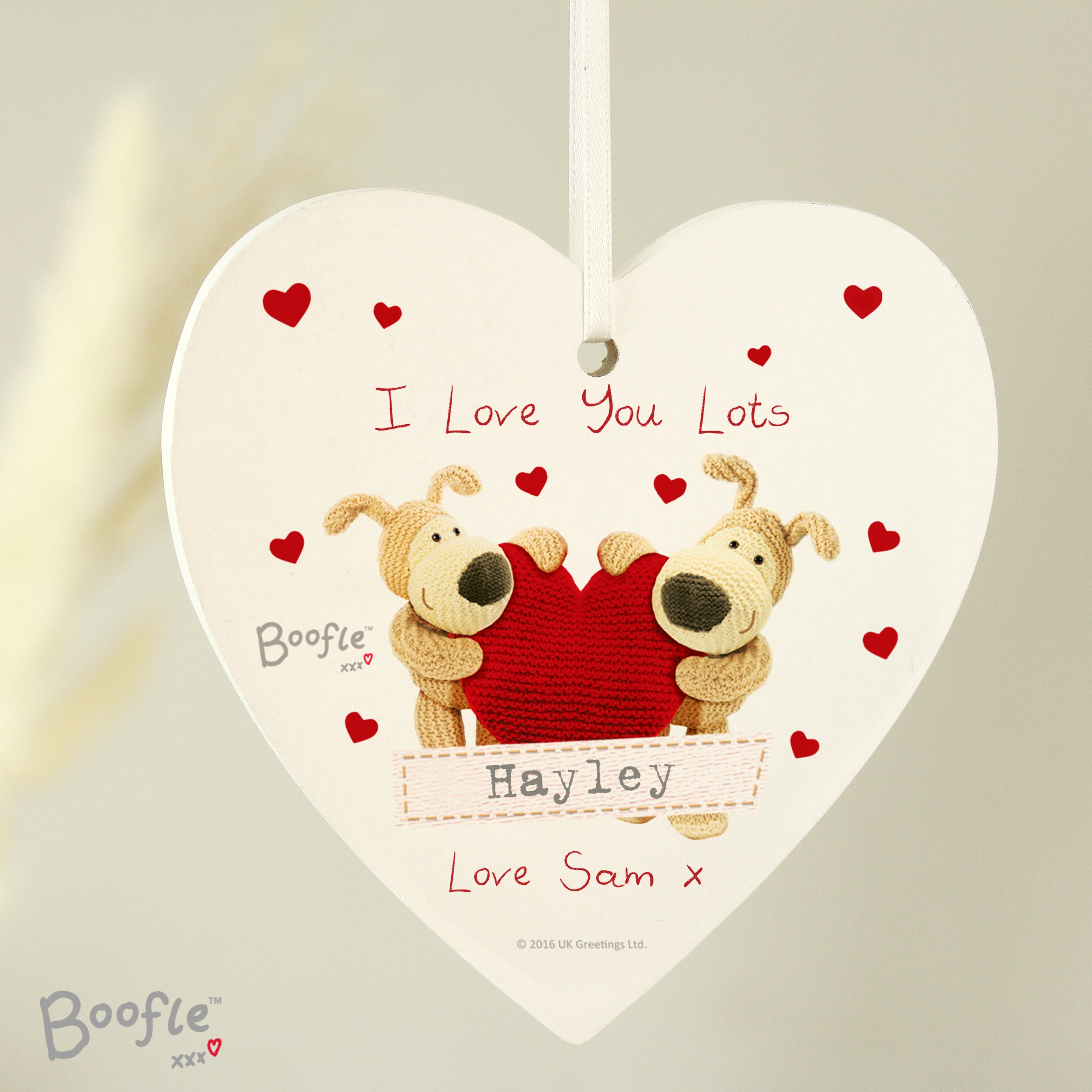 Hanging Decorations & Signs Personalised Boofle Shared Heart Wooden Heart Decoration