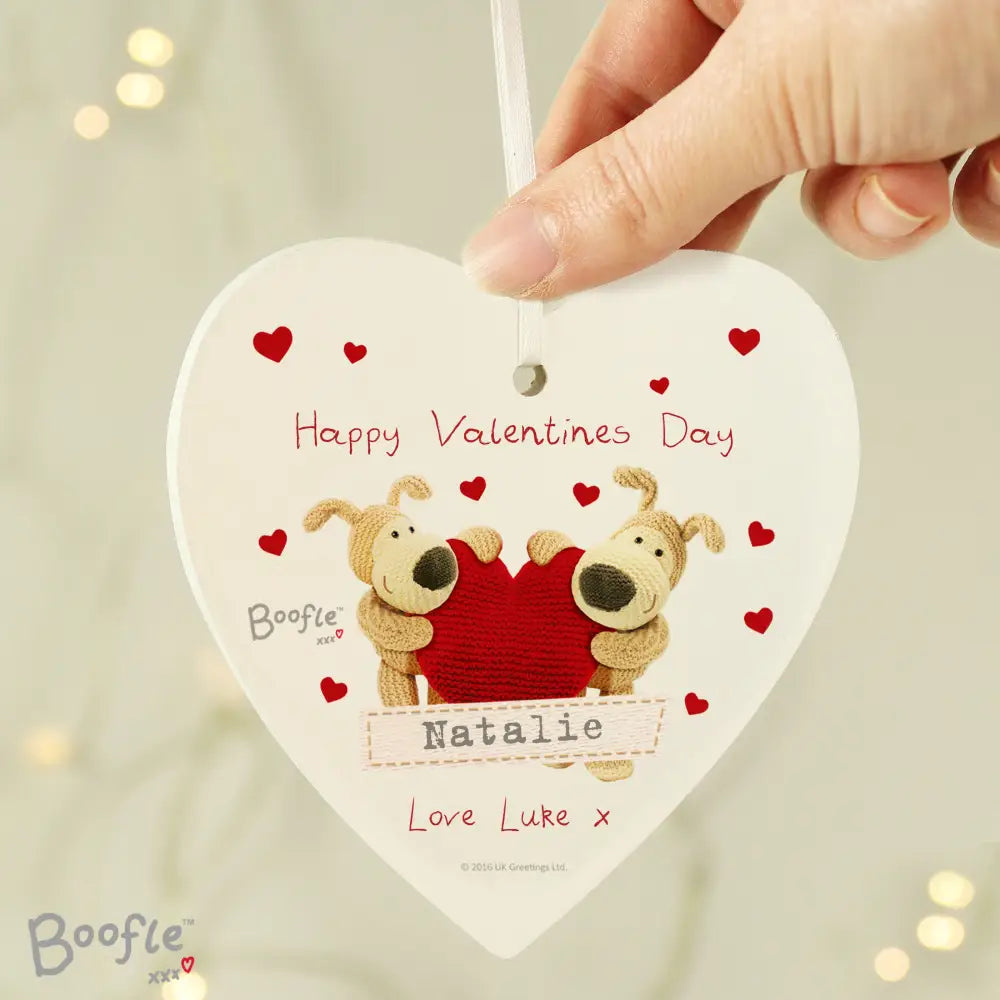 Hanging Decorations & Signs Personalised Boofle Shared Heart Wooden Heart Decoration