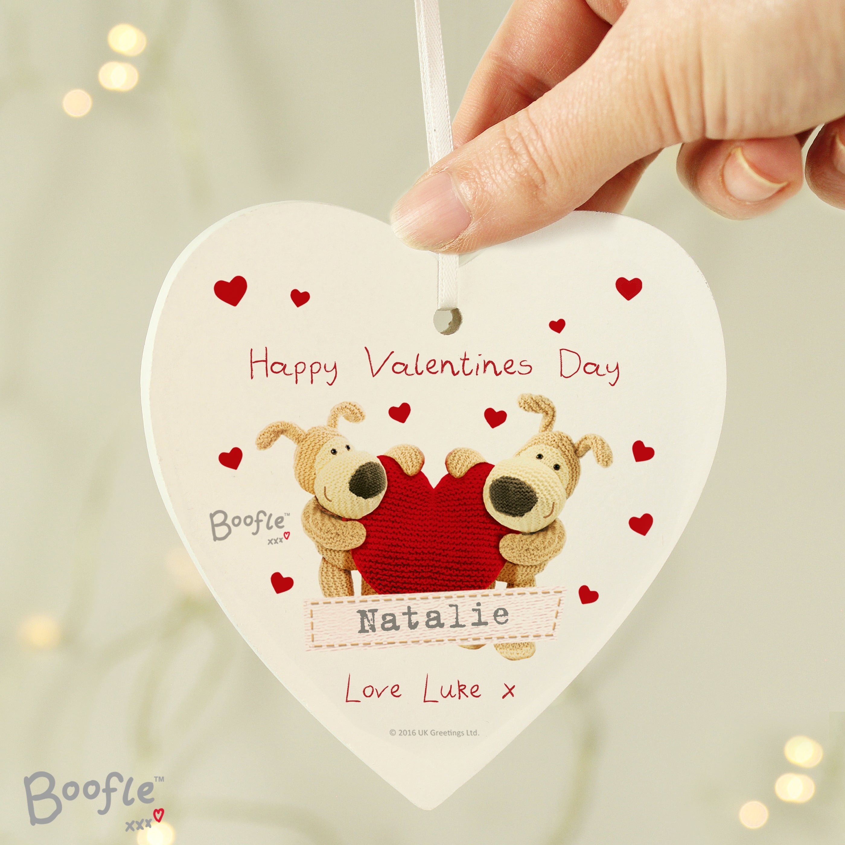 Hanging Decorations & Signs Personalised Boofle Shared Heart Wooden Heart Decoration