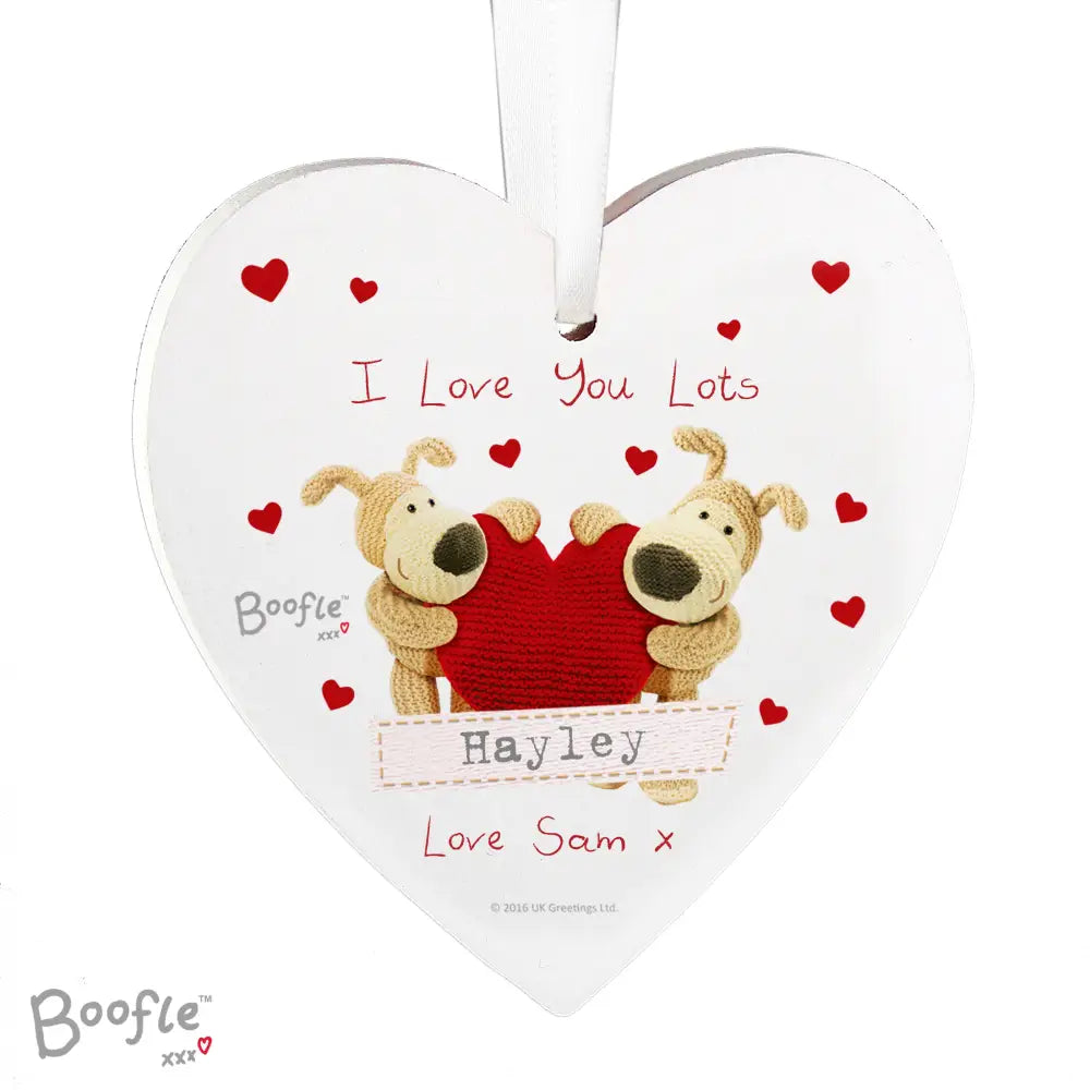 Hanging Decorations & Signs Personalised Boofle Shared Heart Wooden Heart Decoration