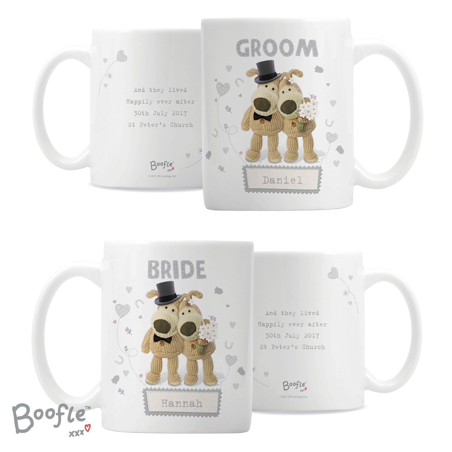 Mugs Personalised Boofle Wedding Couple Mug Set