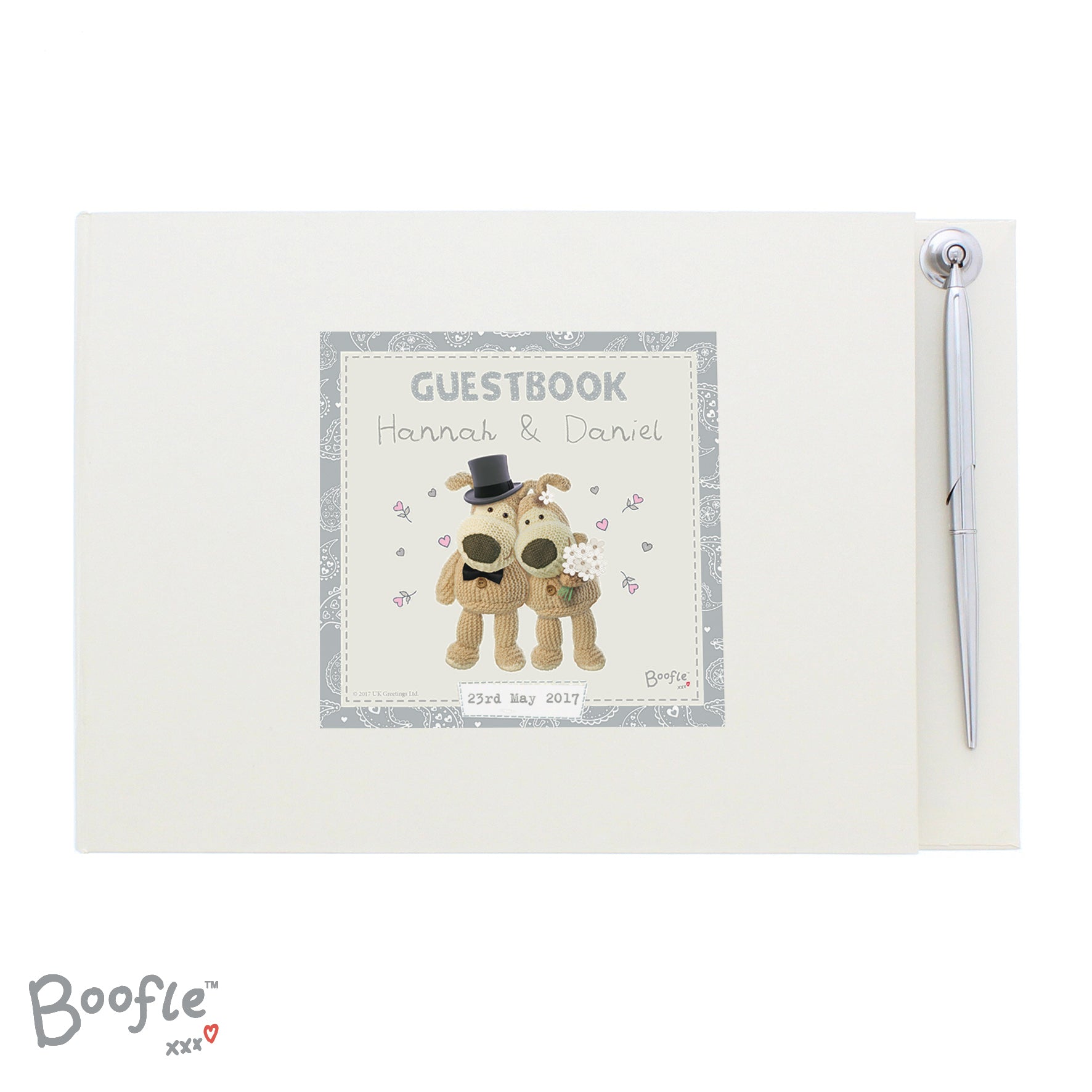 Photo Frames, Albums and Guestbooks Personalised Boofle Wedding Hardback Guest Book & Pen