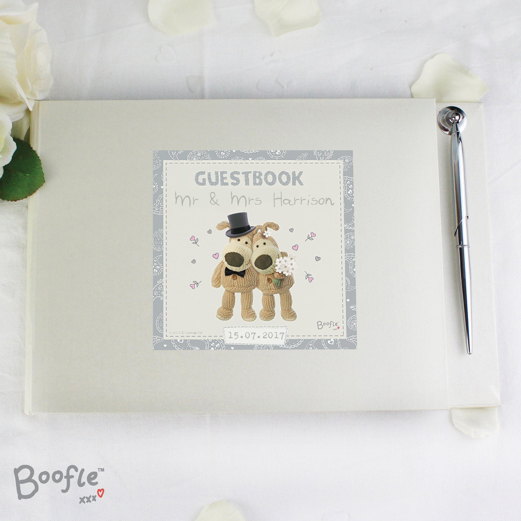 Photo Frames, Albums and Guestbooks Personalised Boofle Wedding Hardback Guest Book & Pen