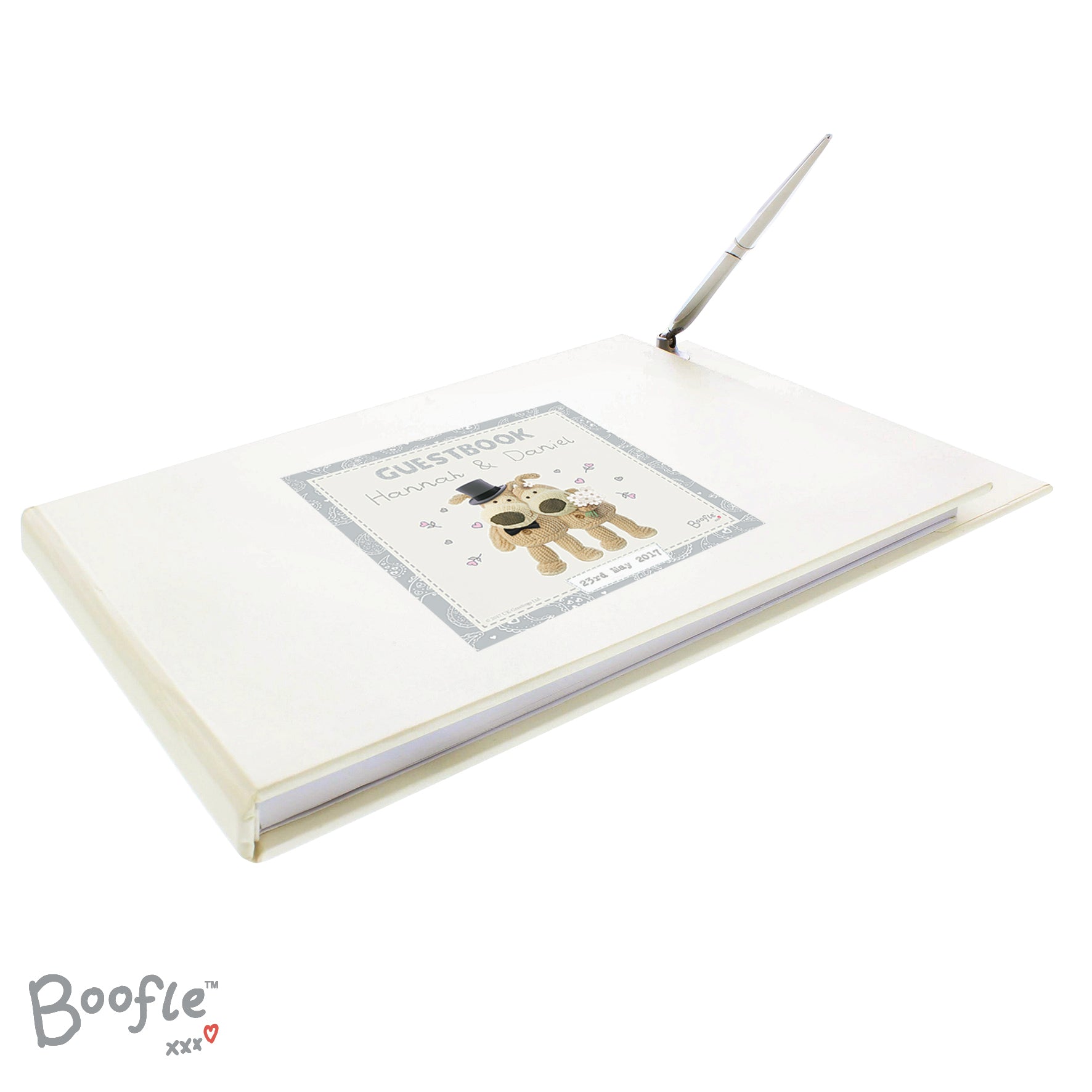Photo Frames, Albums and Guestbooks Personalised Boofle Wedding Hardback Guest Book & Pen