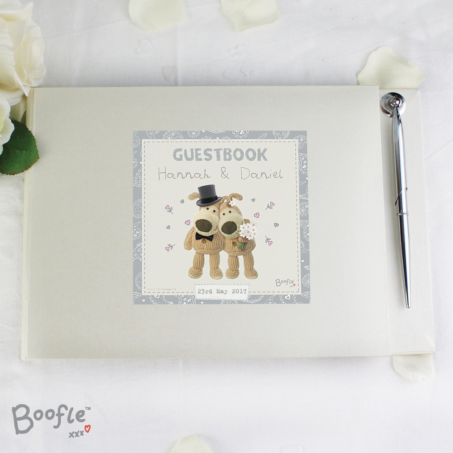 Photo Frames, Albums and Guestbooks Personalised Boofle Wedding Hardback Guest Book & Pen