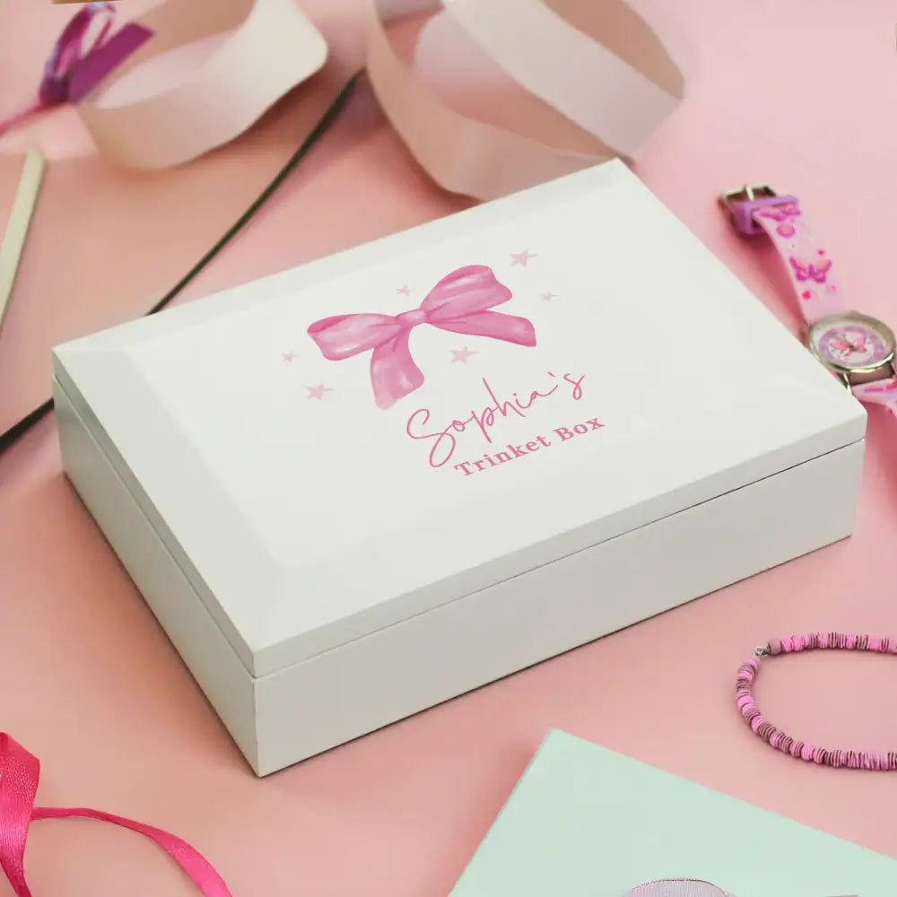 Trinket, Jewellery & Keepsake Boxes Personalised Bow Jewellery Box