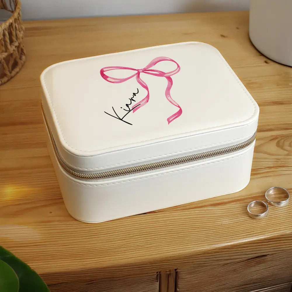 Trinket, Jewellery & Keepsake Boxes Personalised Bow Travel Jewellery Box