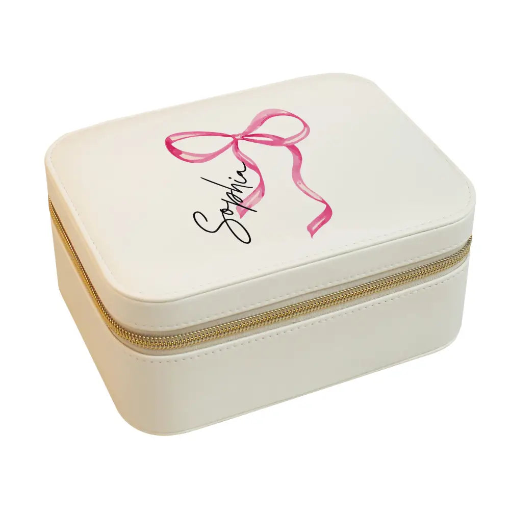 Trinket, Jewellery & Keepsake Boxes Personalised Bow Travel Jewellery Box