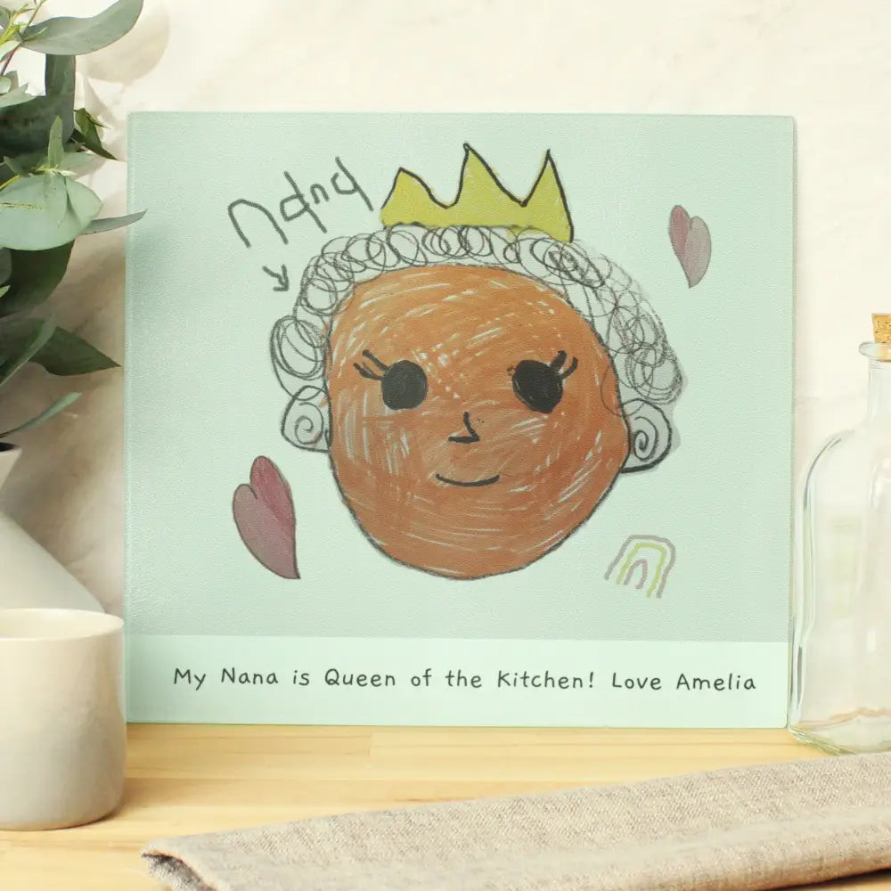 Kitchen, Baking & Dining Gifts Personalised Childrens Drawing Photo Upload Glass Chopping Board/Worktop Saver