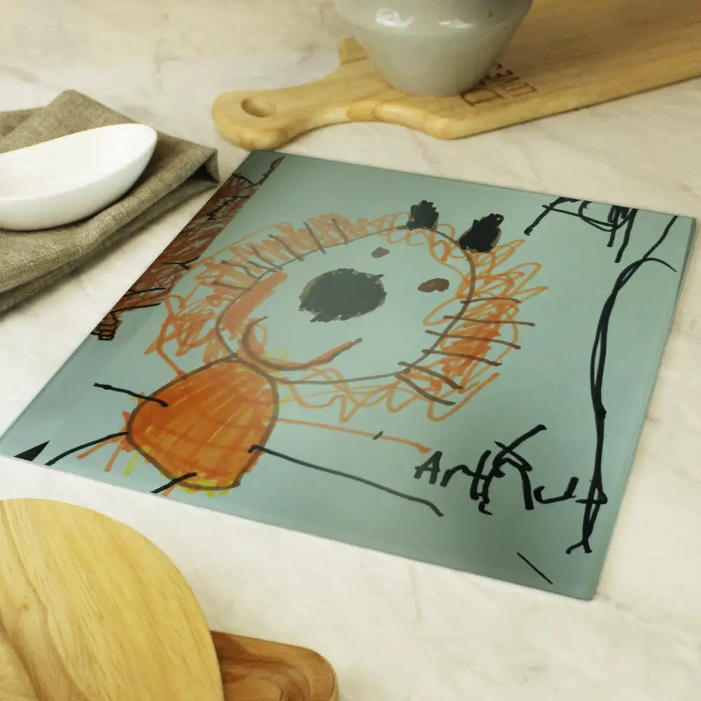 Kitchen, Baking & Dining Gifts Personalised Childrens Drawing Photo Upload Glass Chopping Board/Worktop Saver