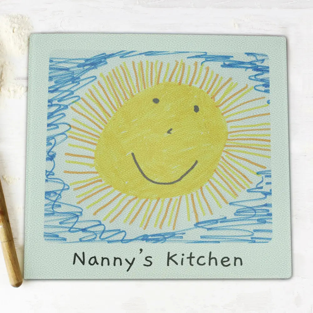 Kitchen, Baking & Dining Gifts Personalised Childrens Drawing Photo Upload Glass Chopping Board/Worktop Saver