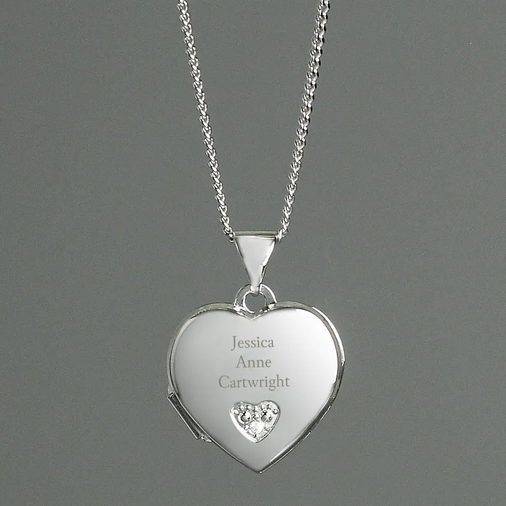 Jewellery Personalised Children's Sterling Silver and Cubic Zirconia Heart Locket Necklace
