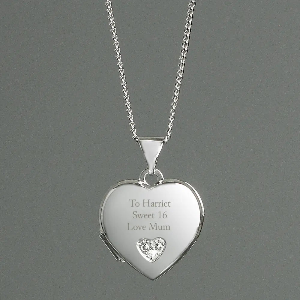Jewellery Personalised Children's Sterling Silver and Cubic Zirconia Heart Locket Necklace