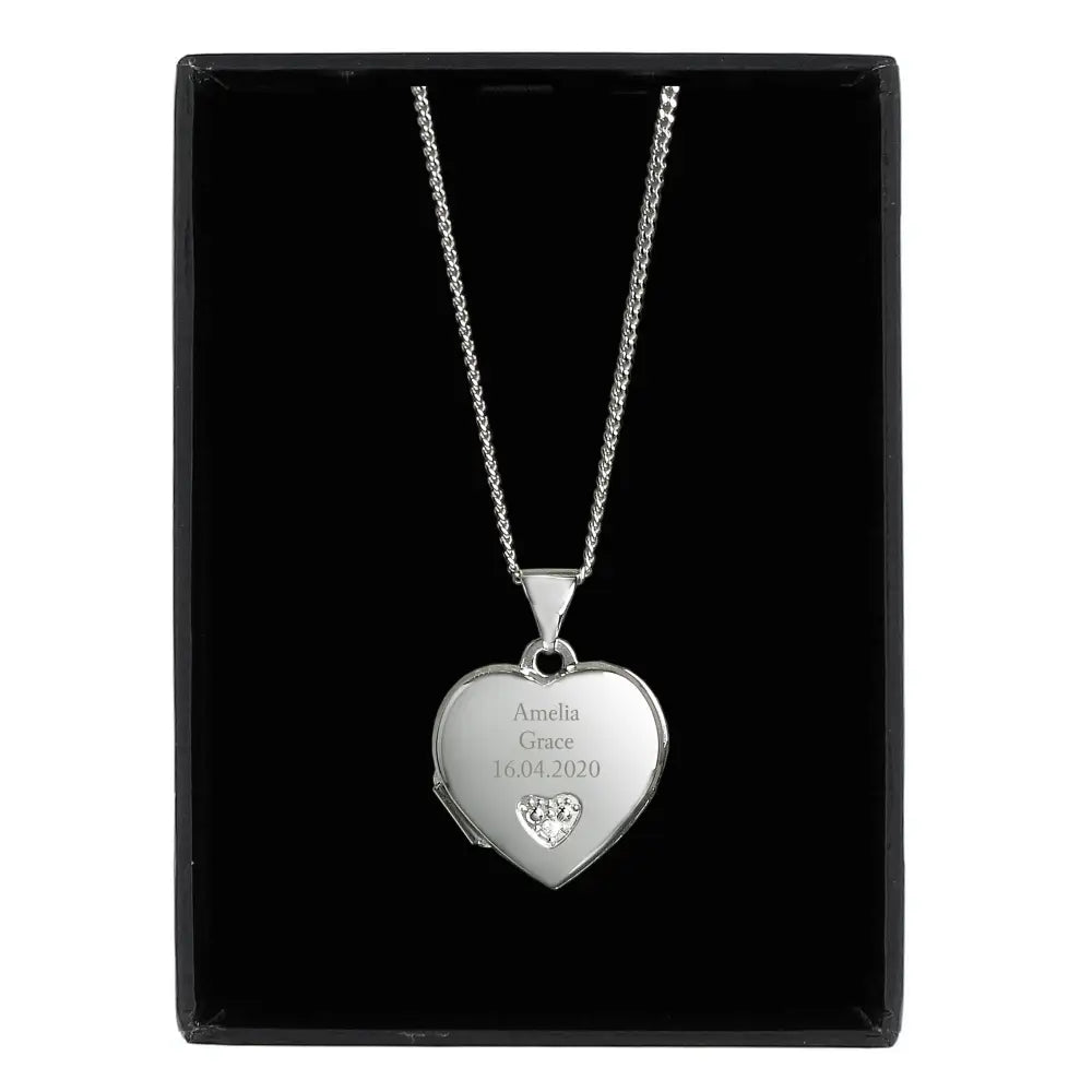 Jewellery Personalised Children's Sterling Silver and Cubic Zirconia Heart Locket Necklace
