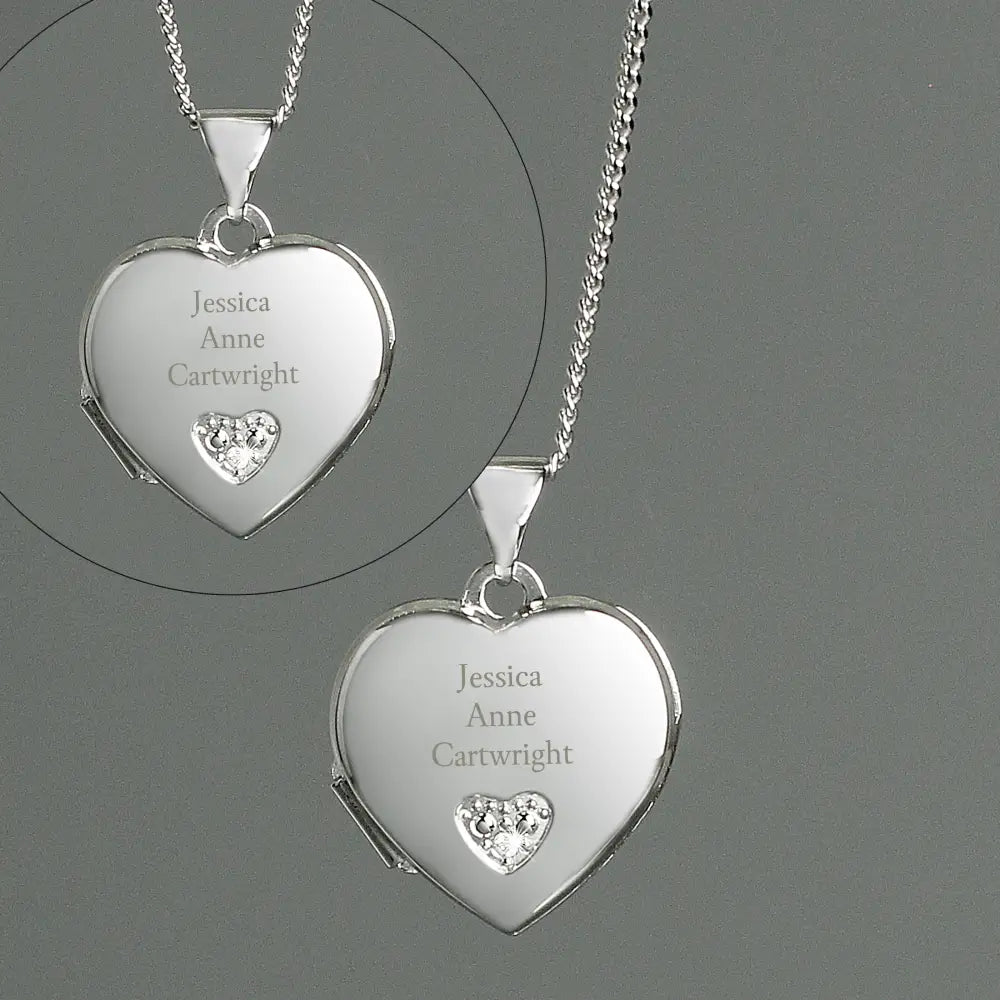 Jewellery Personalised Children's Sterling Silver and Cubic Zirconia Heart Locket Necklace