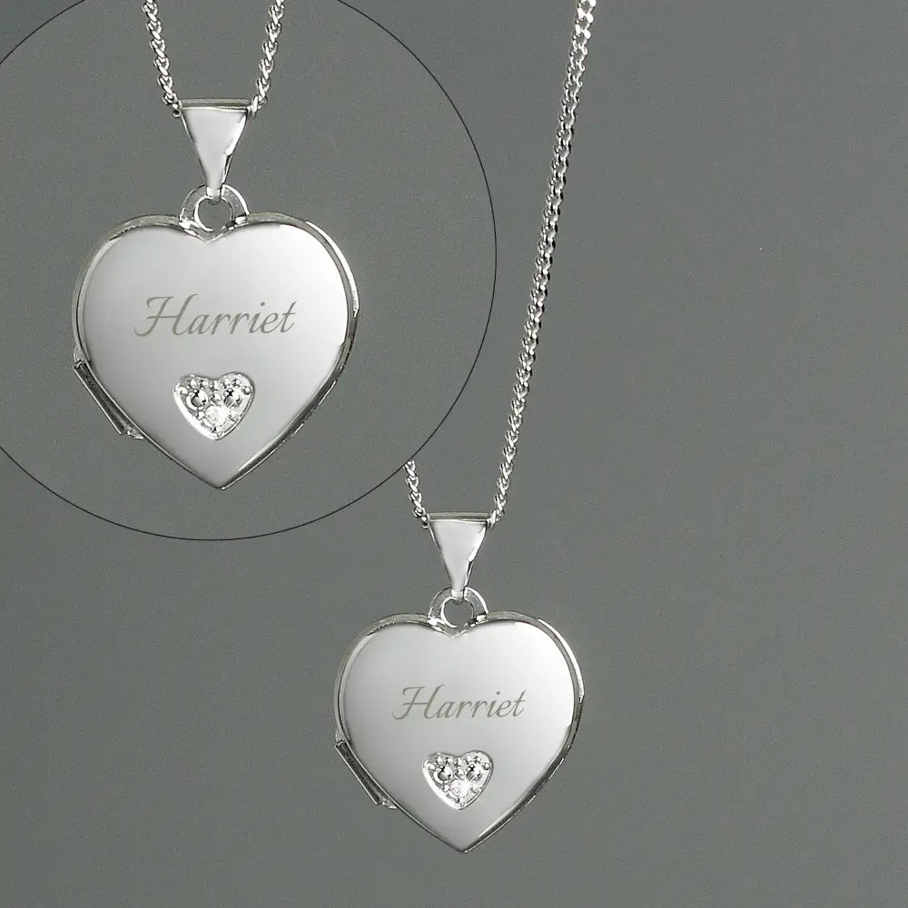 Jewellery Personalised Children's Sterling Silver & Cubic Zirconia Heart Locket Necklace