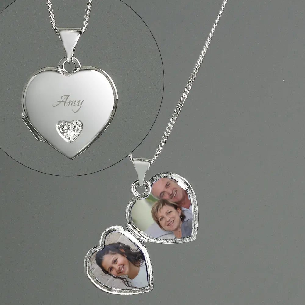 Jewellery Personalised Children's Sterling Silver & Cubic Zirconia Heart Locket Necklace