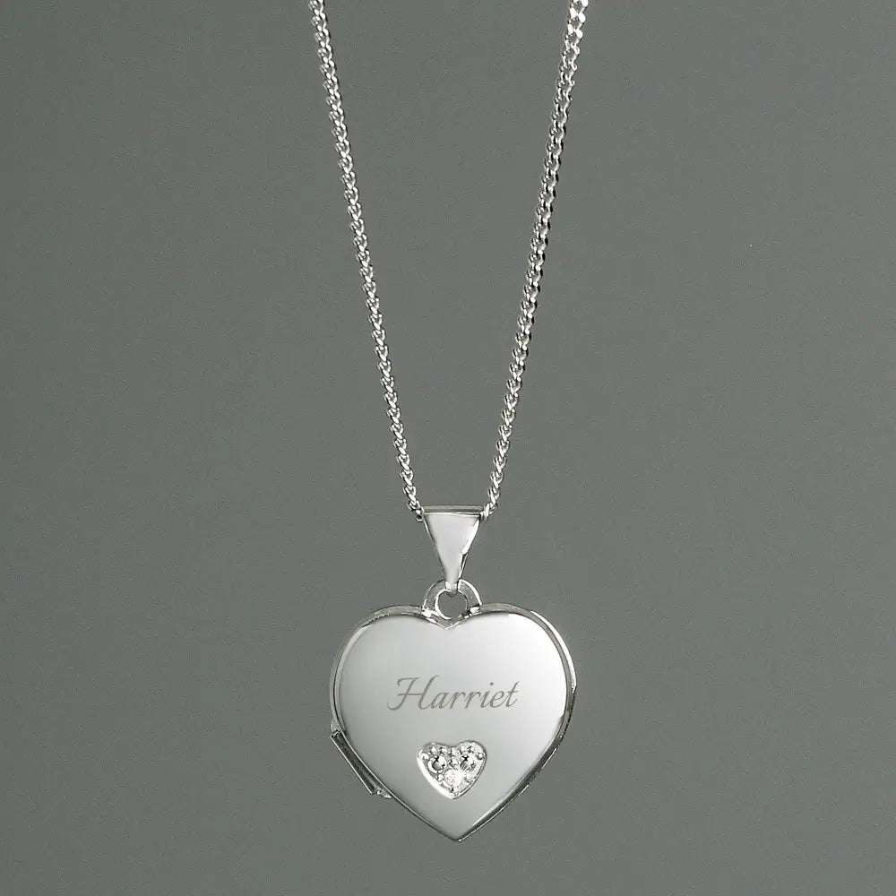 Jewellery Personalised Children's Sterling Silver & Cubic Zirconia Heart Locket Necklace