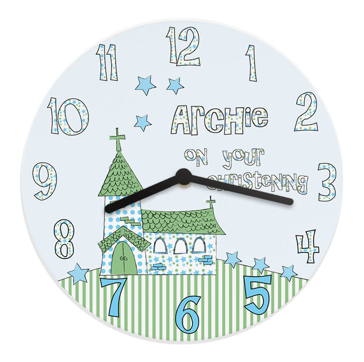 Clocks & Watches Personalised Church Boys Christening Clock
