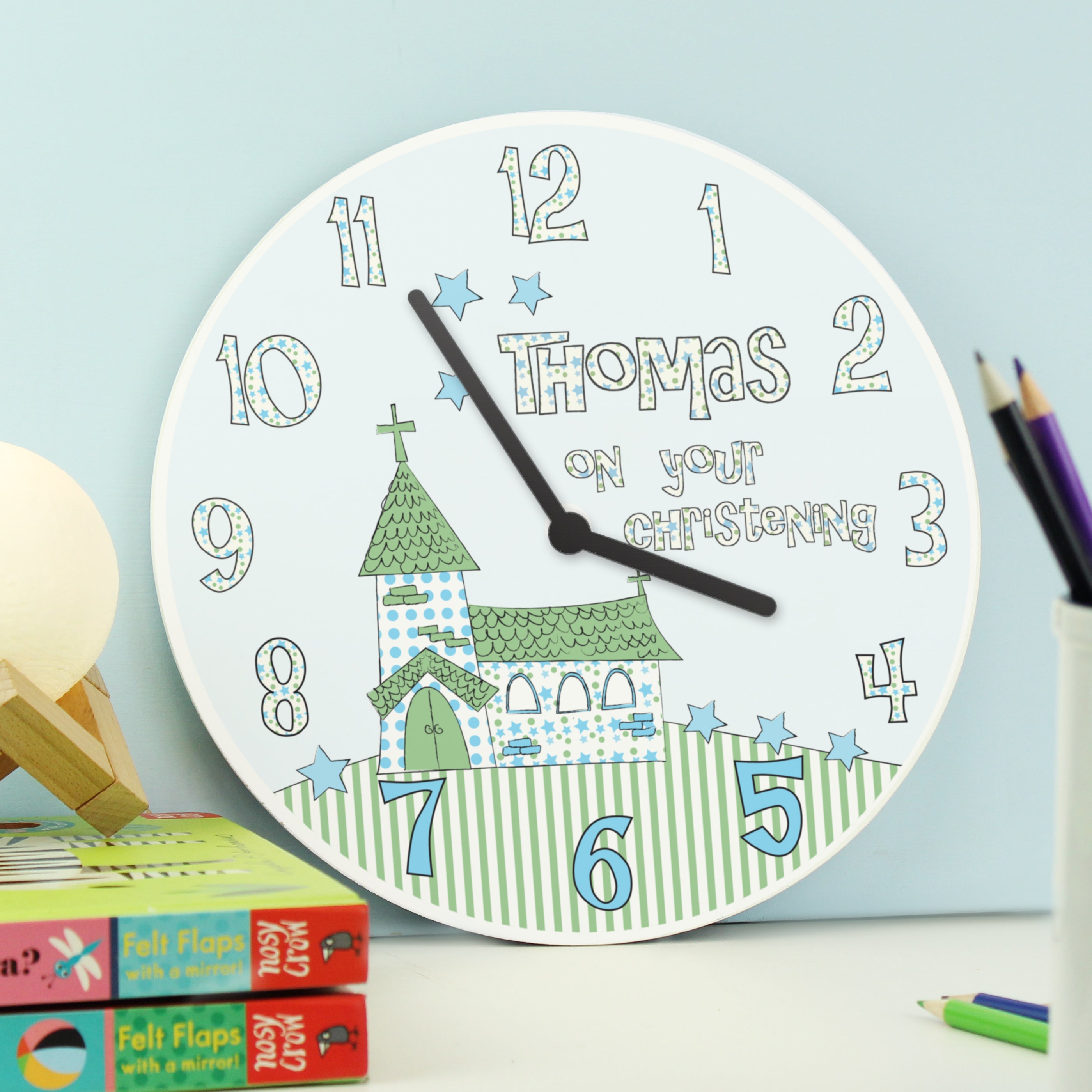Clocks & Watches Personalised Church Boys Christening Clock