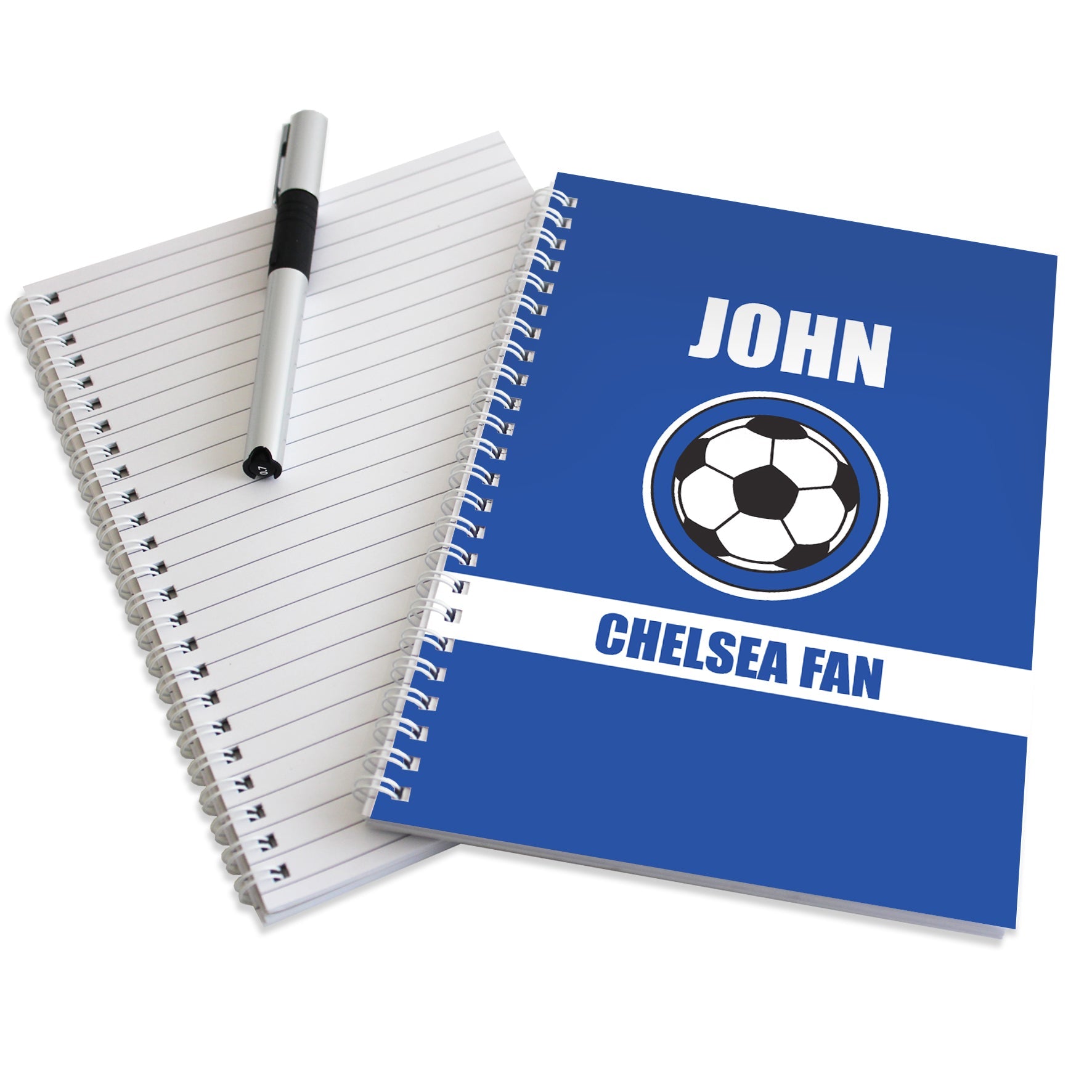Stationery & Pens Personalised Dark Blue Football Fan A5 Notebook