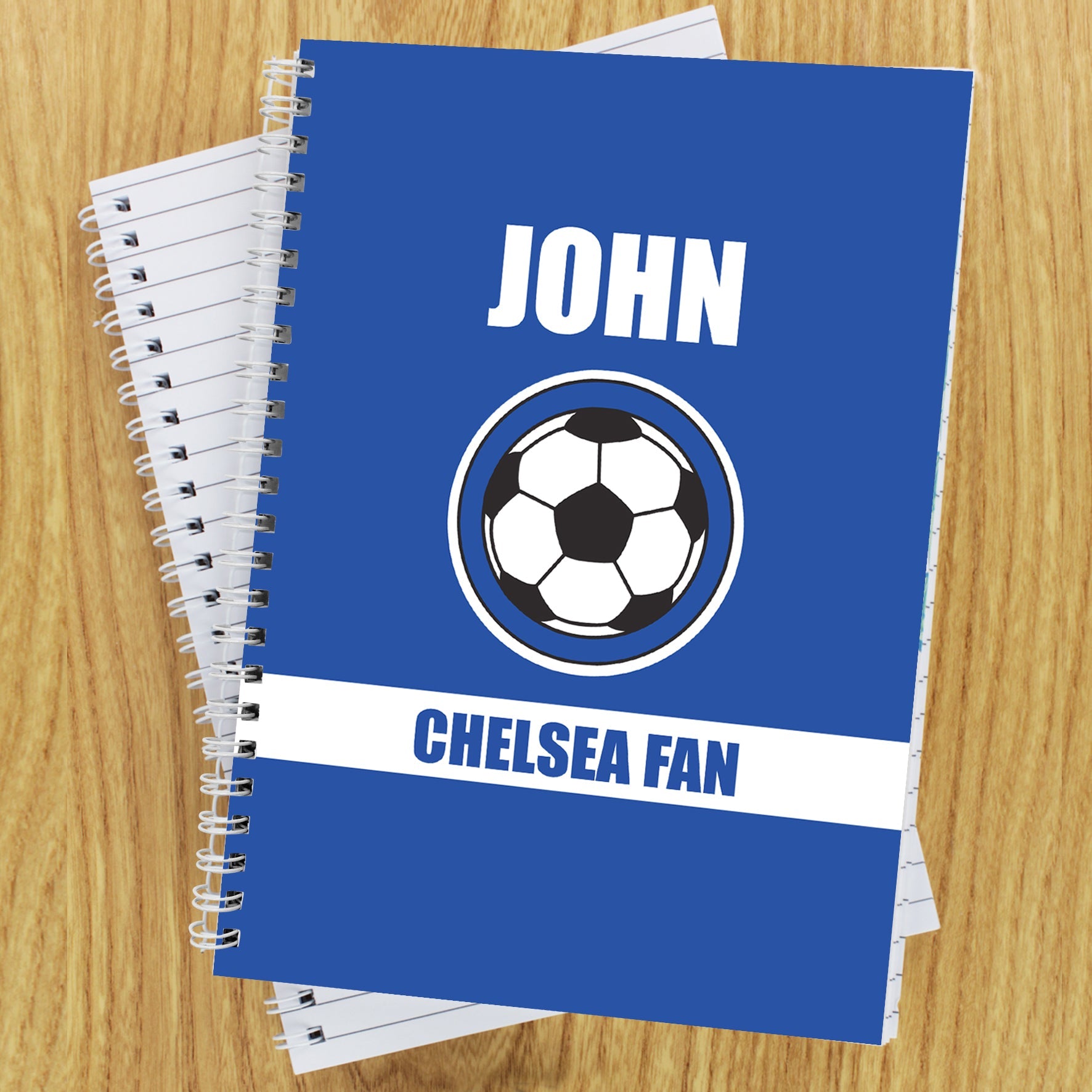 Stationery & Pens Personalised Dark Blue Football Fan A5 Notebook