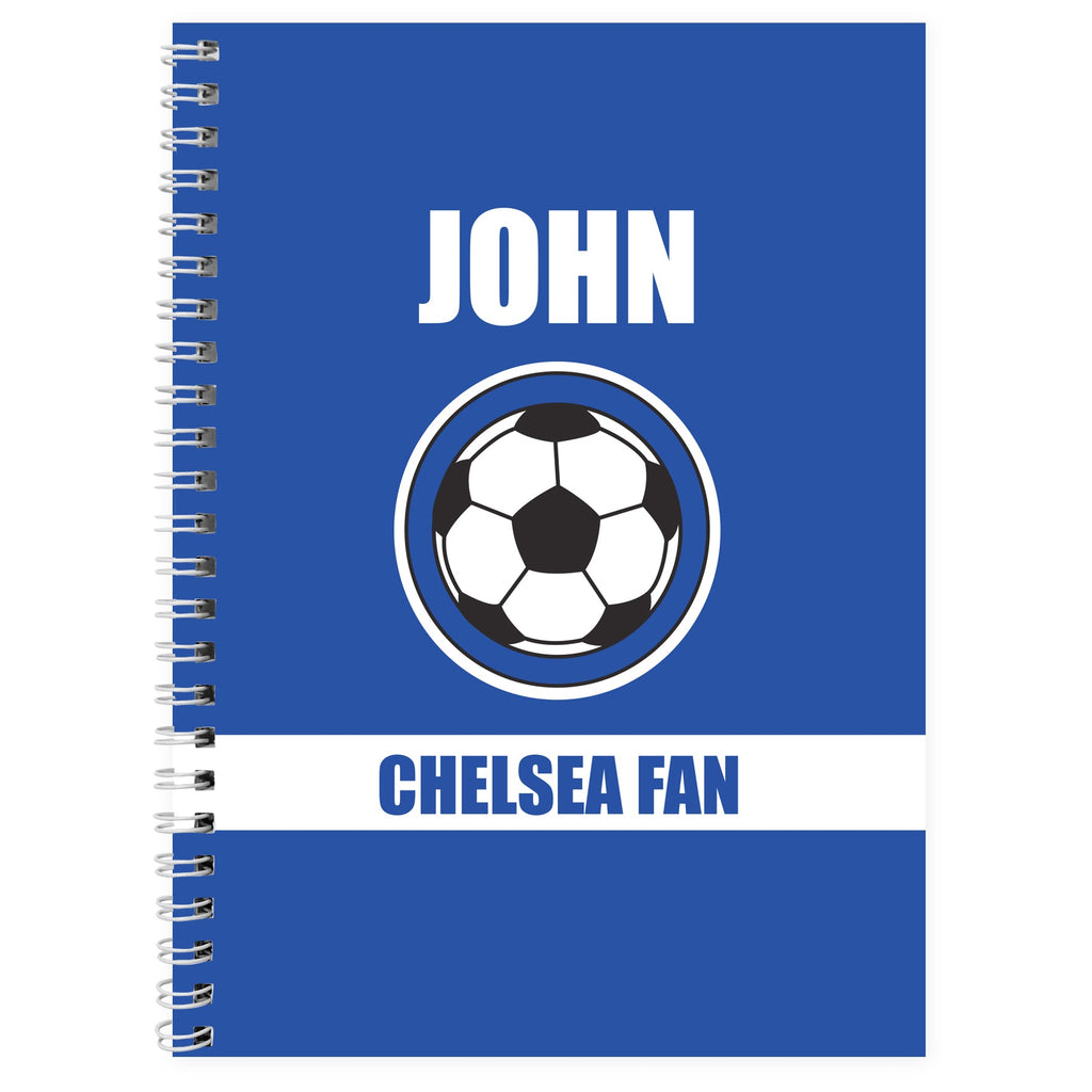Stationery & Pens Personalised Dark Blue Football Fan A5 Notebook