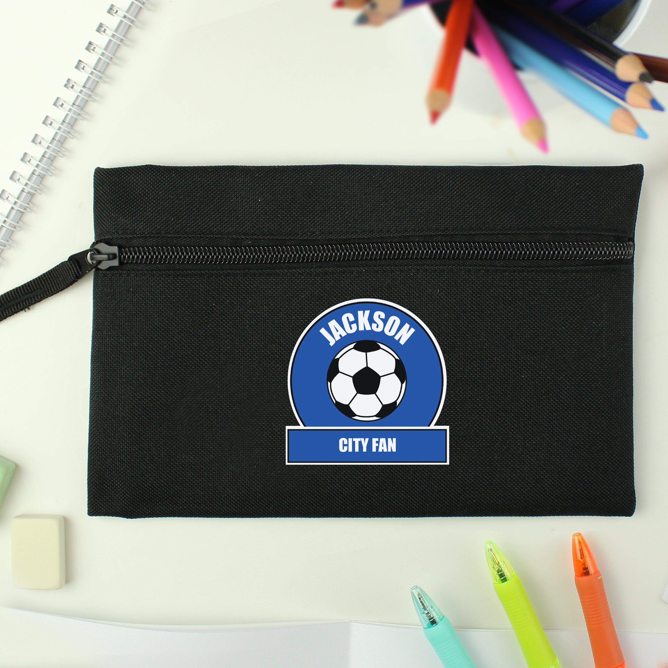 Stationery & Pens Personalised Dark Blue Football Fan Pencil Case