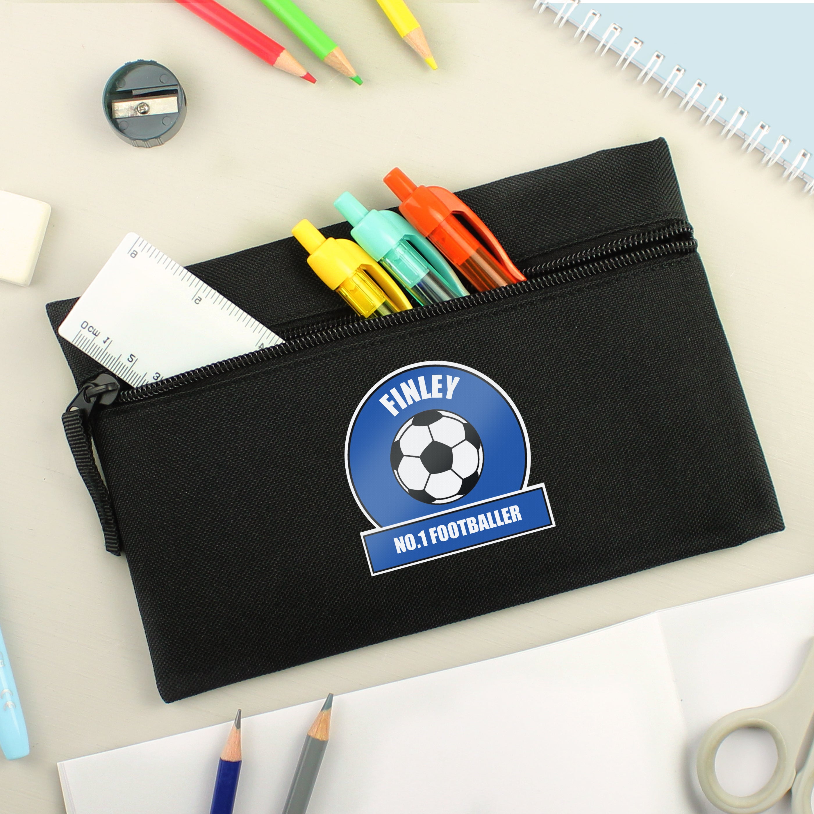 Stationery & Pens Personalised Dark Blue Football Fan Pencil Case