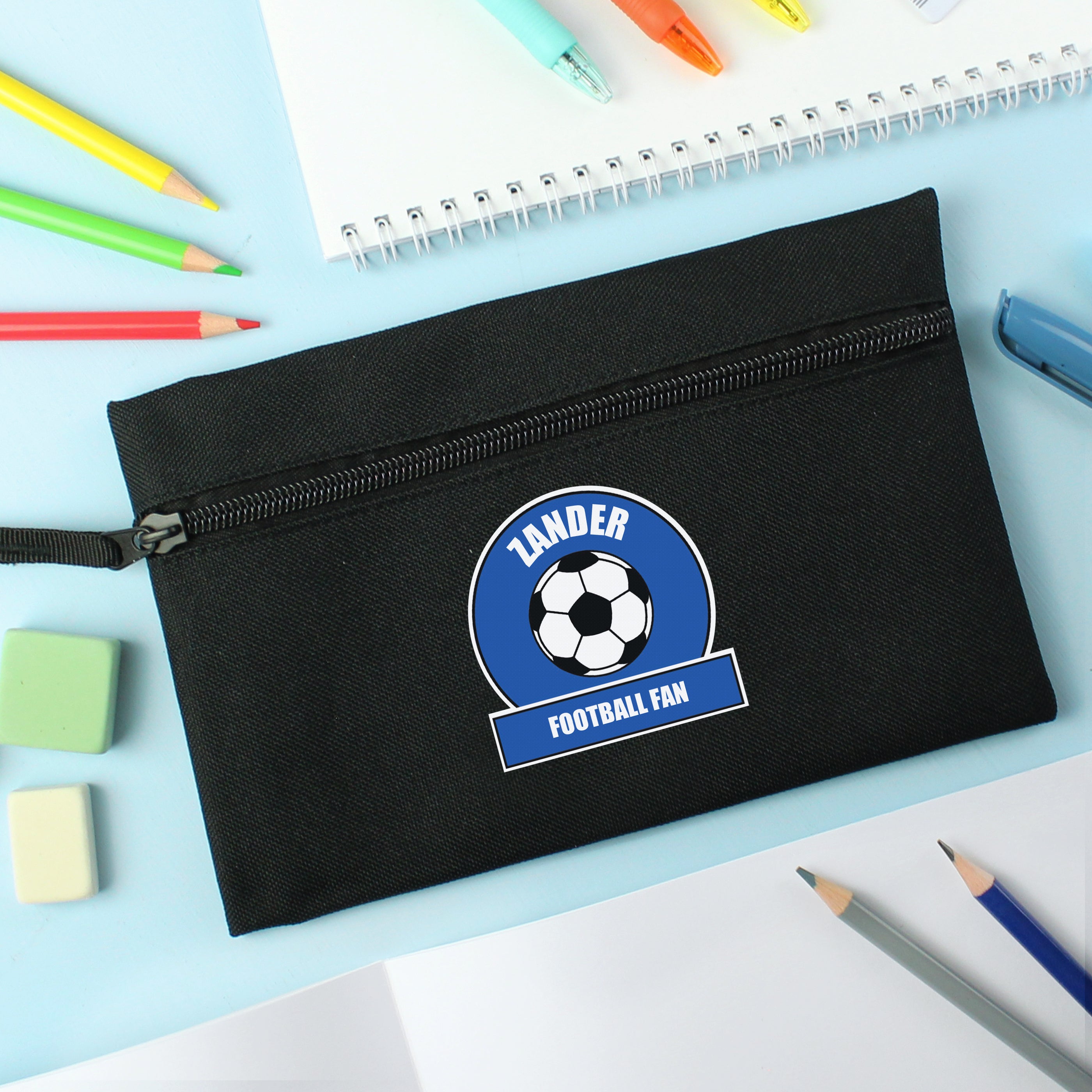 Stationery & Pens Personalised Dark Blue Football Fan Pencil Case