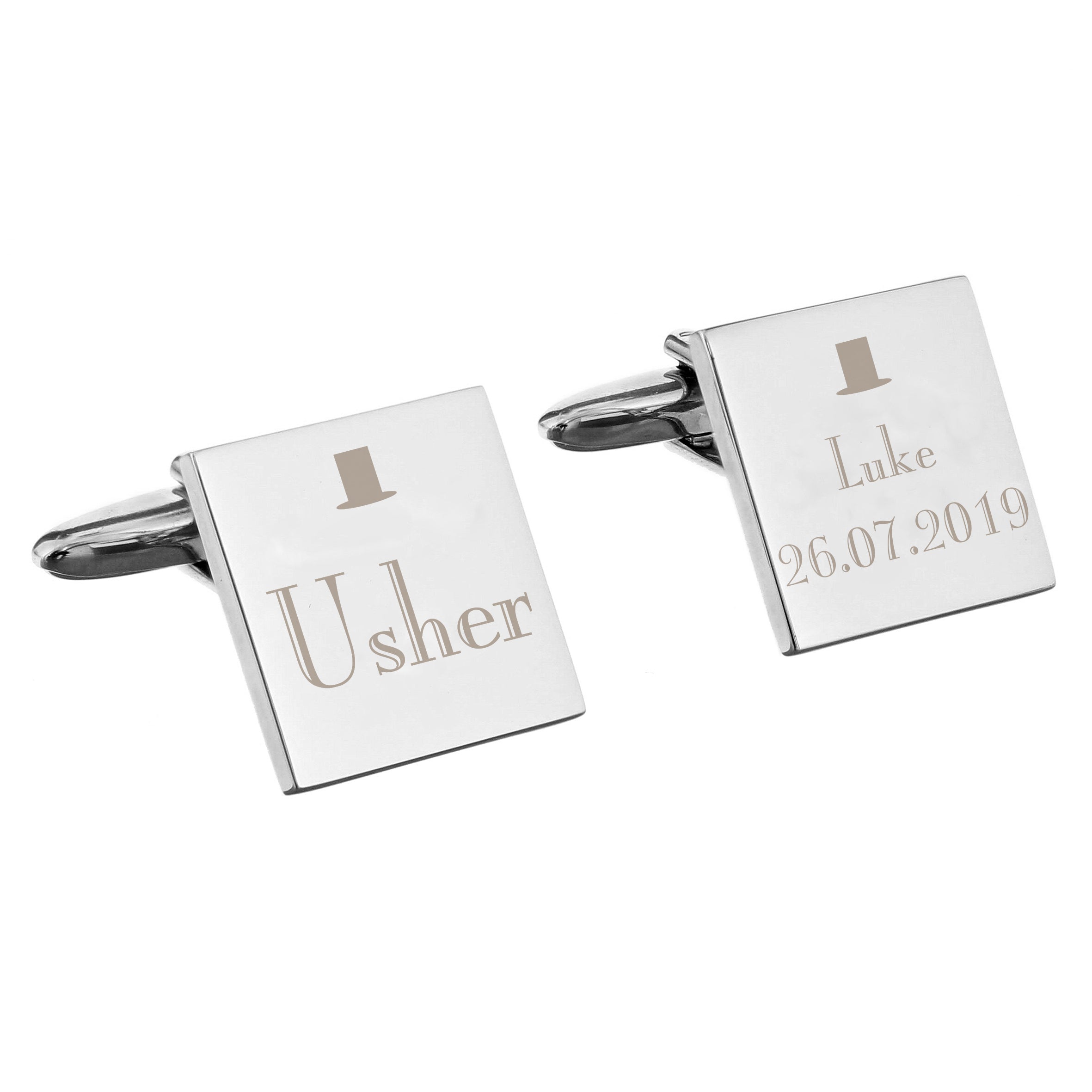 Jewellery Personalised Decorative Wedding Usher Square Cufflinks