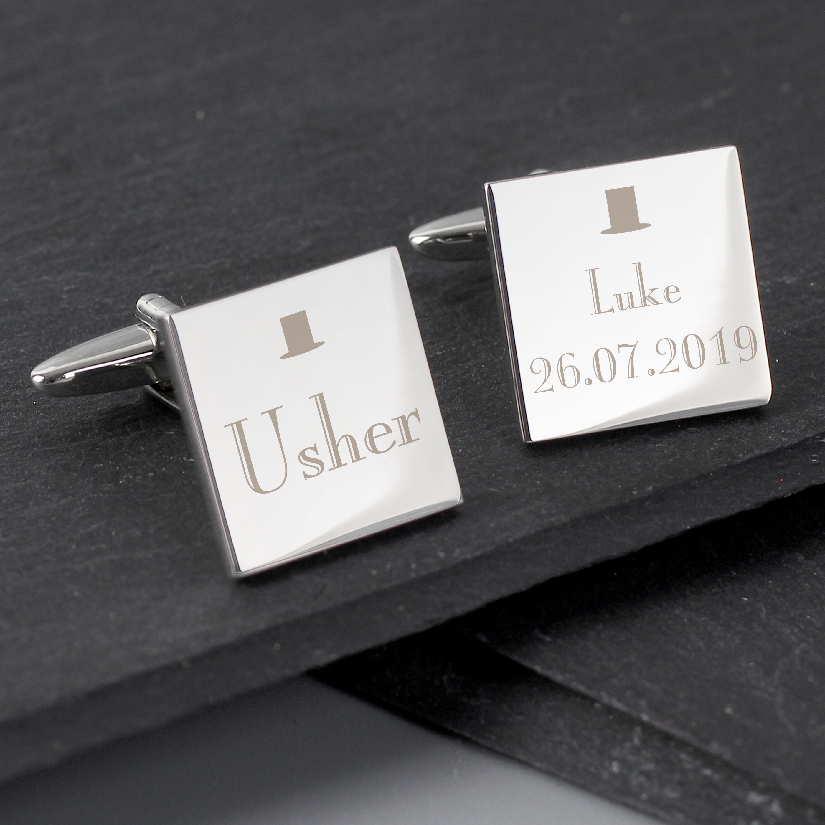 Jewellery Personalised Decorative Wedding Usher Square Cufflinks